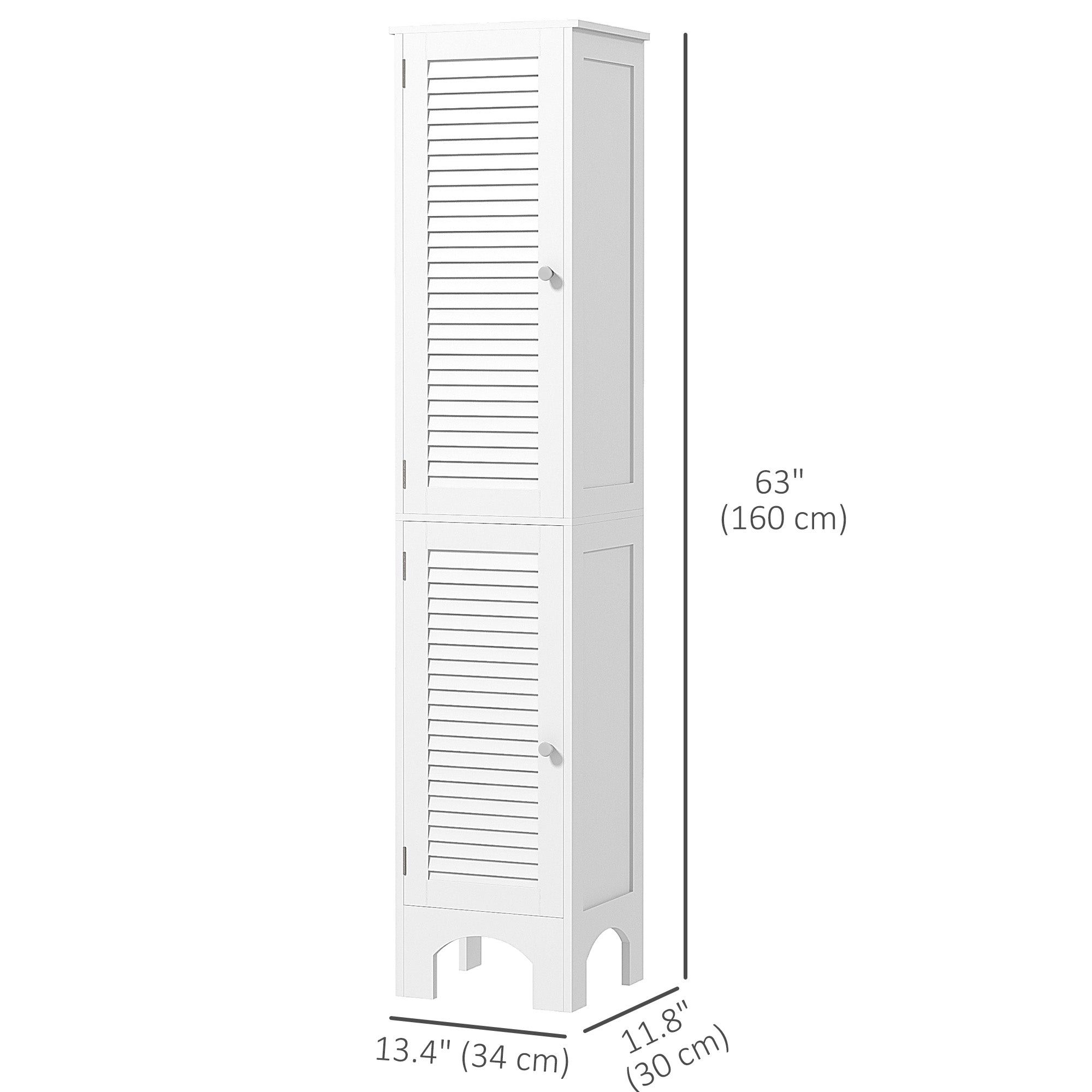 HOMCOM Narrow Tall Bathroom Storage Cabinet Shelves Doors White