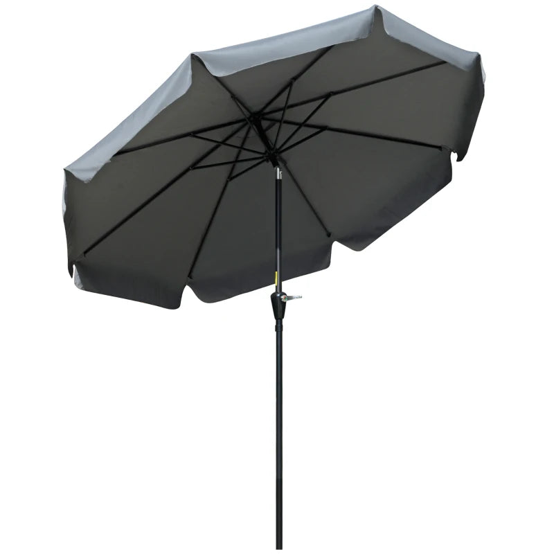 8.5 ft Outdoor Market Table Umbrella, Round Patio Umbrella with Tilt and Crank for Garden, Backyard, Deck, Dark Grey