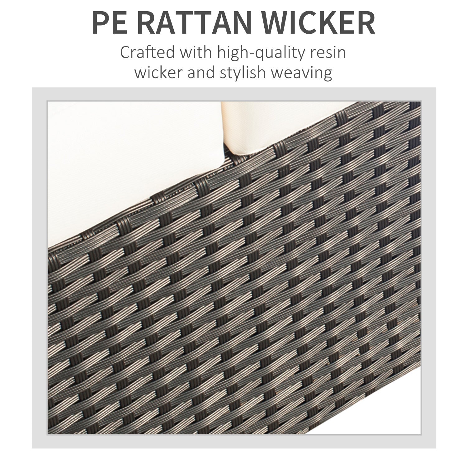 Outsunny Luxury 3-Seater Sofa Rattan Wicker Outdoor Patio Furniture with Plush Cushions Weatherproof Black