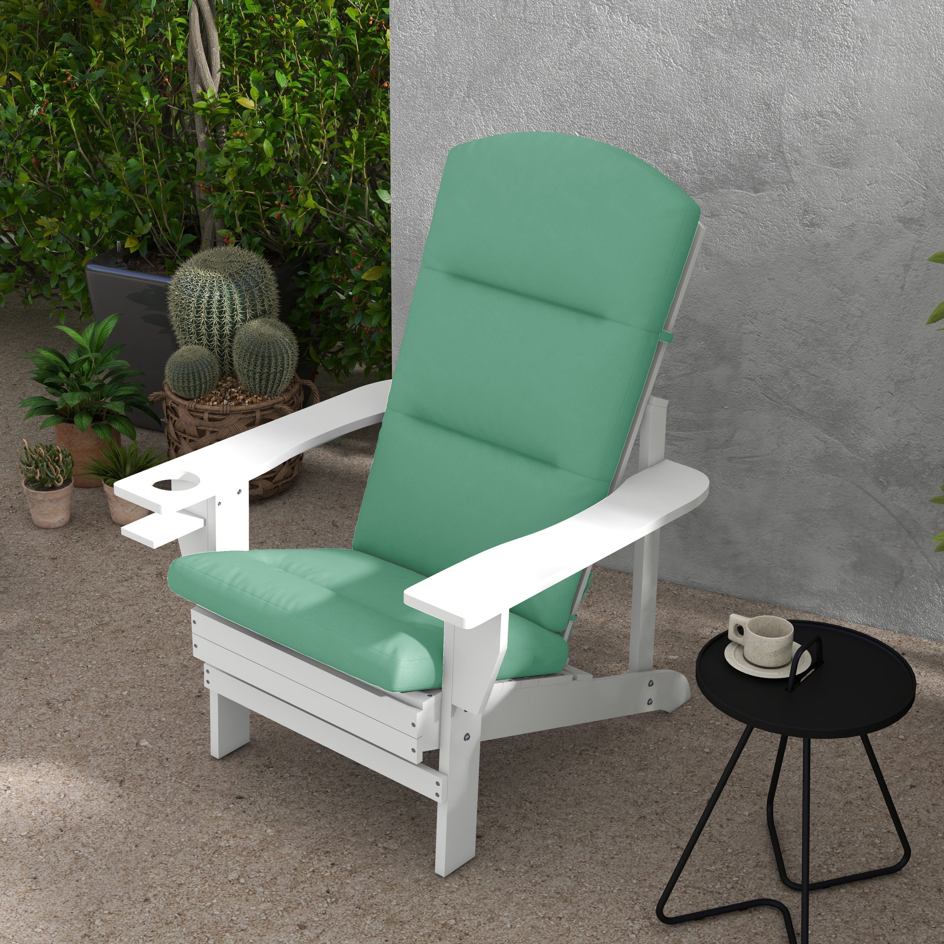 Outsunny Patio Chair Cushion for Adirondack Chairs Replacement Cushion with Back and Ties, Green