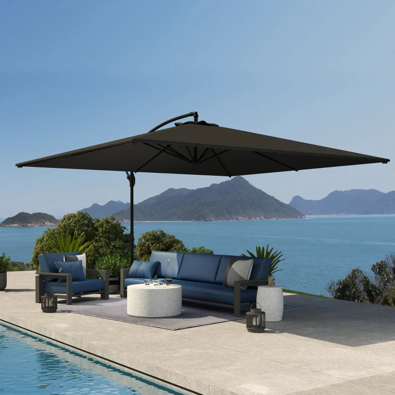 Rectangular Cantilever Parasol 111" x 150.4", Outdoor Garden Umbrella with Adjustable Tilt, UV Protection UPF50+, Grey