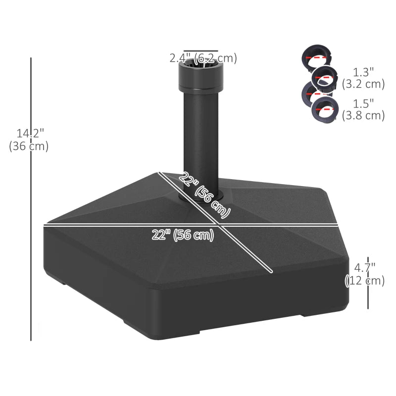 Patio Umbrella Base Holder, Heavy Duty Outdoor Umbrella Stand Base, Poolside, Black