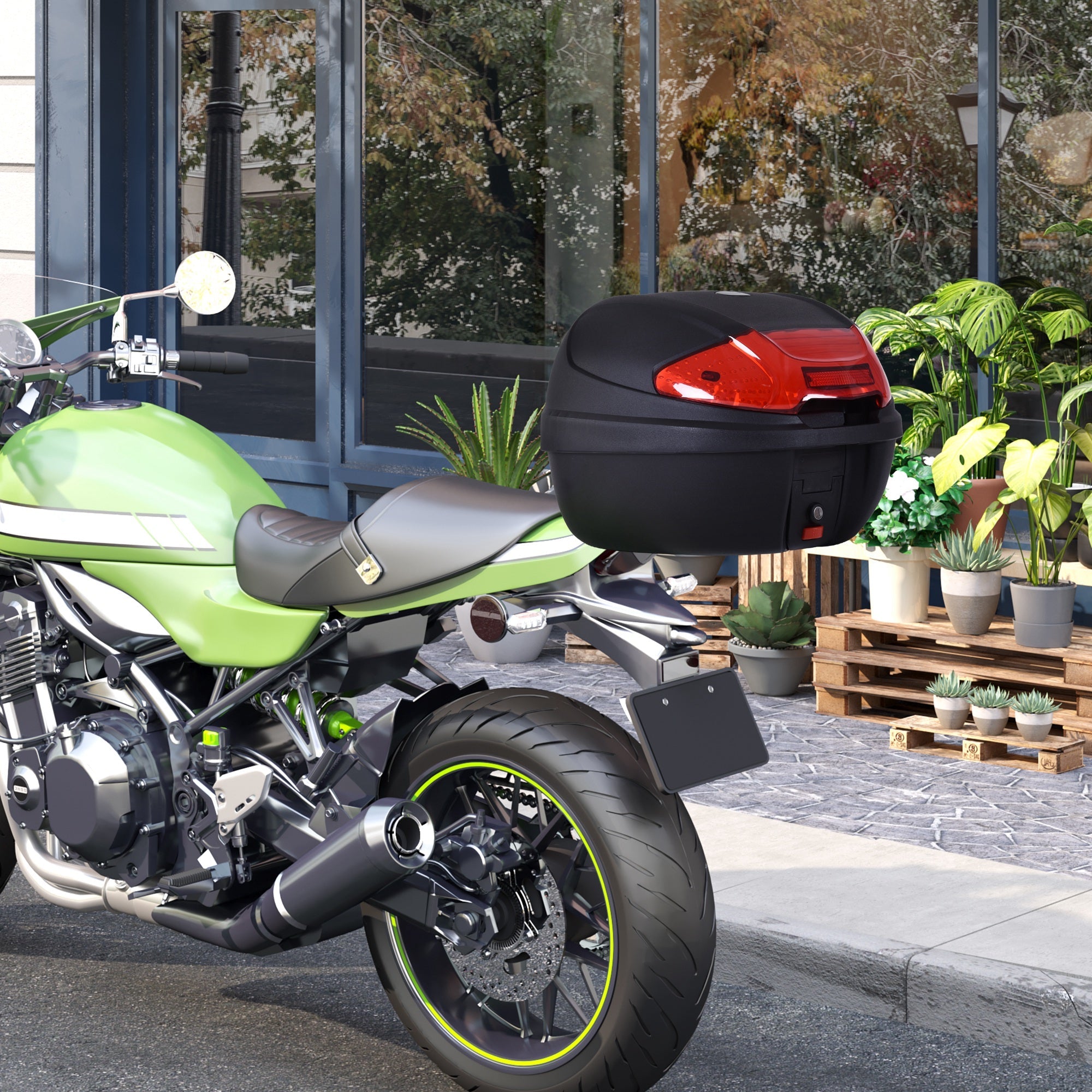 HOMCOM Motorcycle Tail Box 30L Top Case Helmet Storage Luggage Carrier Lockable