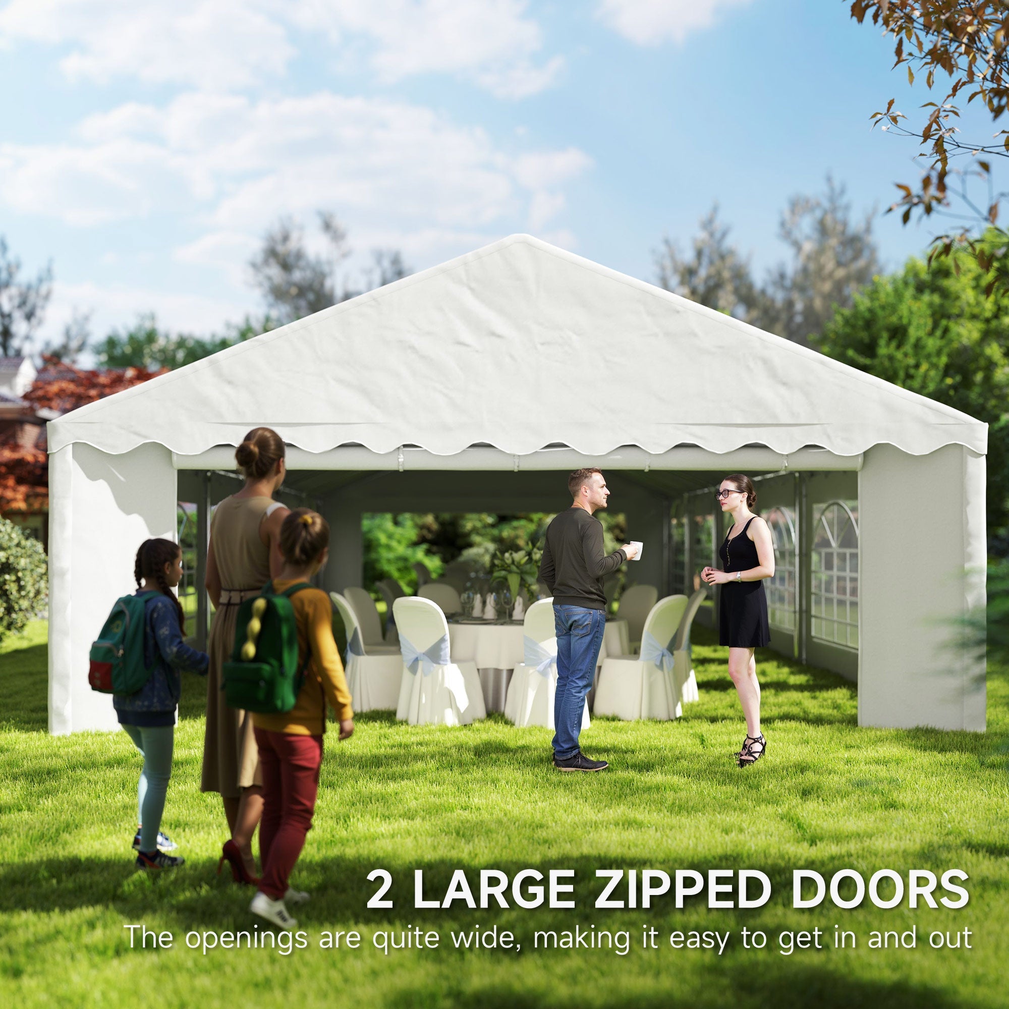 Outsunny 20' x 40' Party Tent, Outdoor Canopy Tent with Removable Sidewalls, 12 Windows for Parties, Wedding, Events, BBQ, White