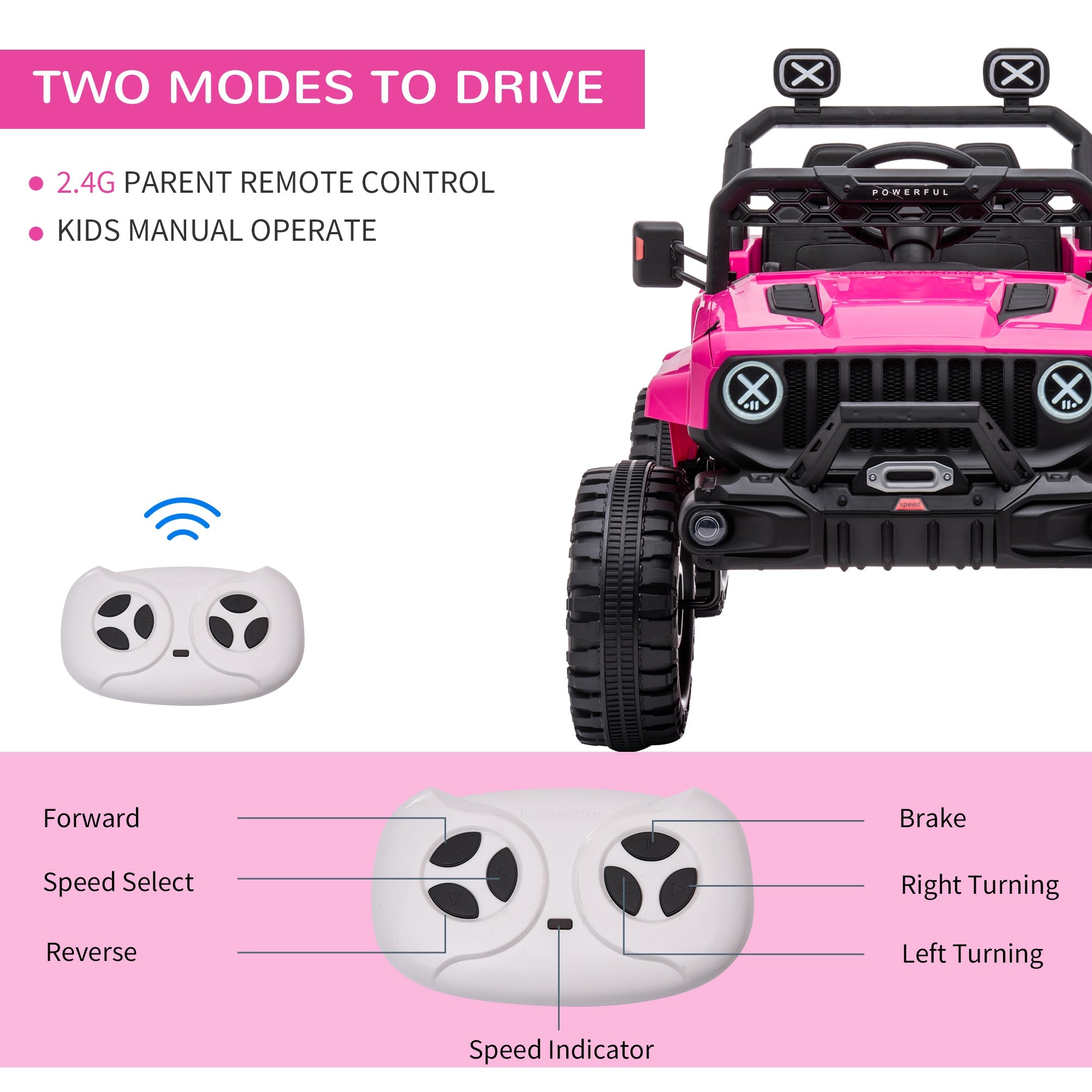 Aosom 12V Kids Ride-on Truck with Remote Control, Battery-Operated Kids Car with Led Lights, Electric Ride on Toy with Spring Suspension| Aosom Canada