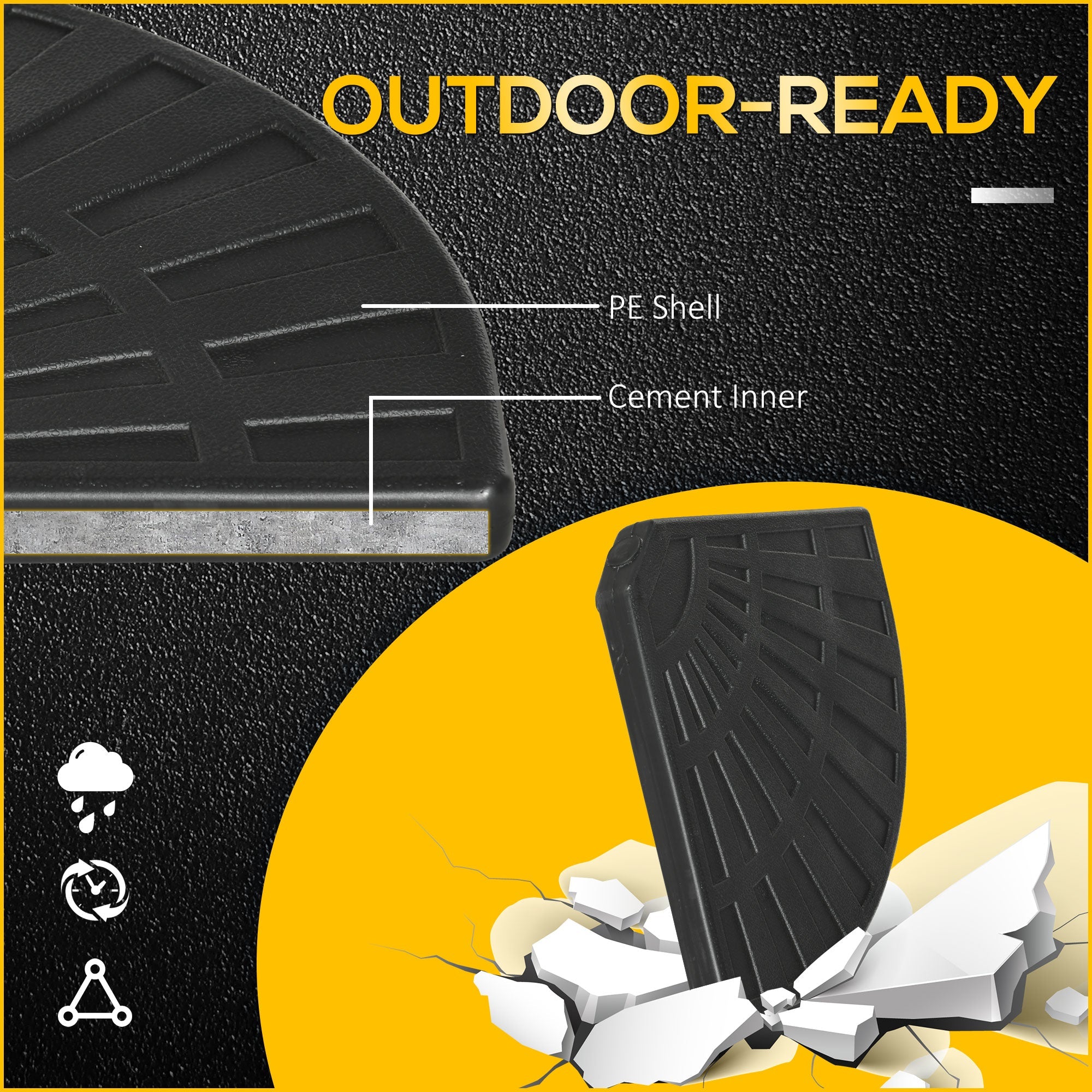 Outsunny 2-Piece Umbrella Weights for Cantilever Parasols with Handles, Heavy Duty Parasol Base Weights for Cross Base, Black