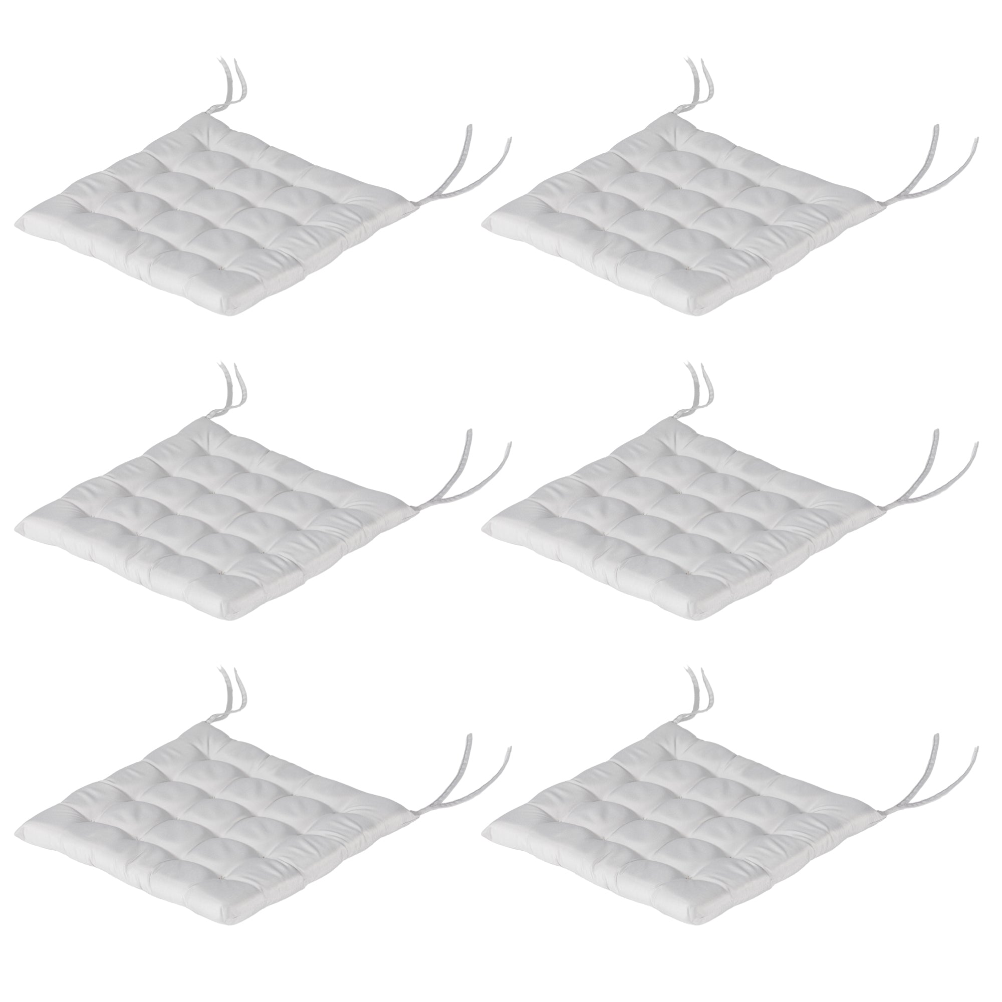 Outsunny Refined Relaxation: 6Pc Light Grey Button-Tufted Patio Chair Cushions Set with Ties, Indoor Outdoor Luxury