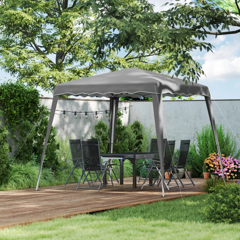 8' x 8' Pop Up Canopy, Outdoor Foldable Tent, Portable Canopy Tent with Carrying Bag for Camping, Party, Picnic, Grey