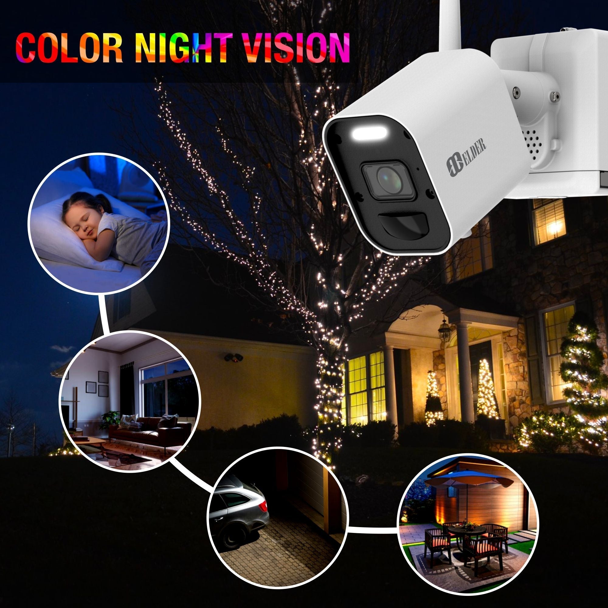 Elder 4K Wireless Security Camera System 1TB Wire-Free, 8Ch NVR 4-Camera Battery WiFi Surveillance Outdoor, Color Night Vision, Spotlight Deterrence & Two-Way Talk