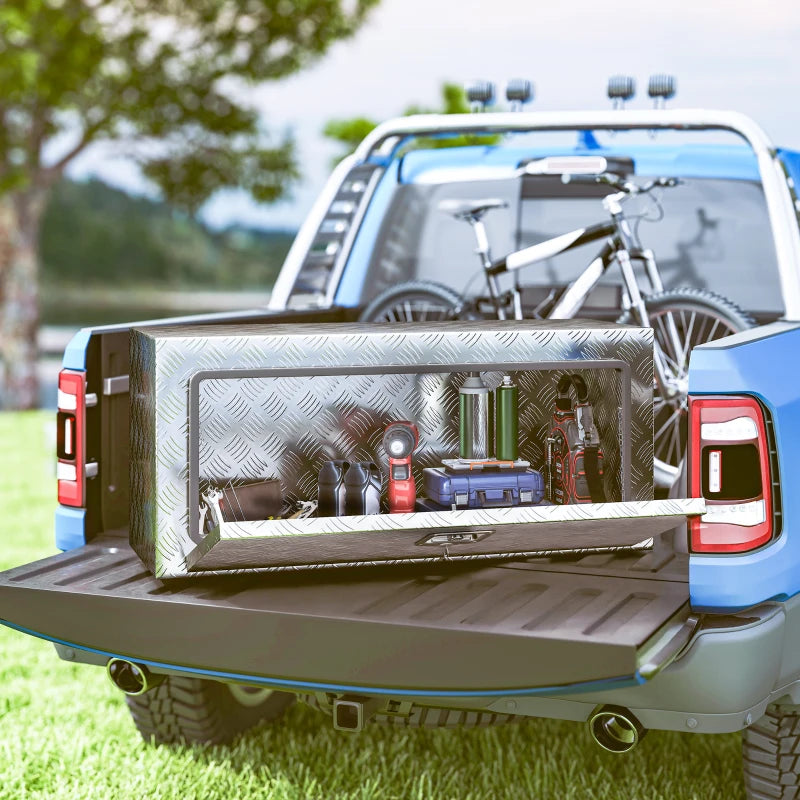 Heavy Duty Aluminum Truck Bed Tool Box, 36 Inch Wavy Plate Tool Box Chest, Waterproof Storage Toolbox Chest Organizer
