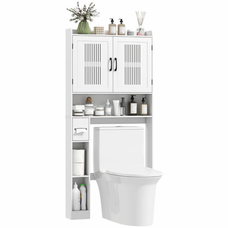 Over the Toilet Storage Cabinet, Bathroom Organizer with Adjustable Shelf, Toilet Paper Holder for Bathroom, Laundry