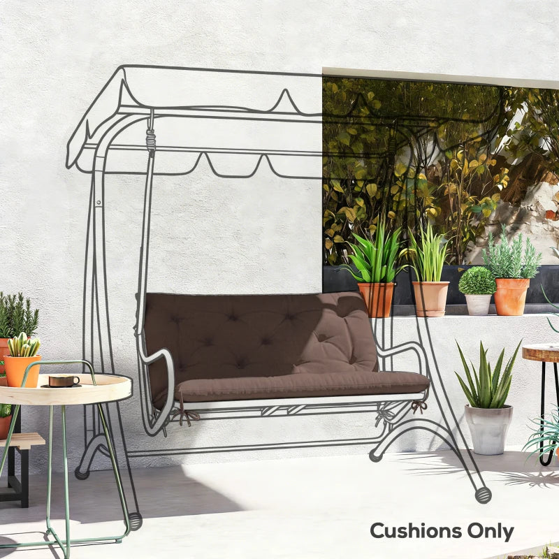 Garden Bench Cushion with Backrest, Non-Slip 2 Seater Soft Pad with Ties, Coffee