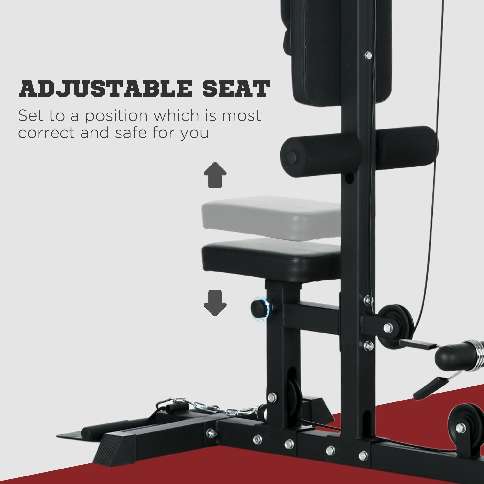 Soozier Lat Pull Down Machine with High Low Pulley Adjustable Seat for Strength Training Home Gym Black