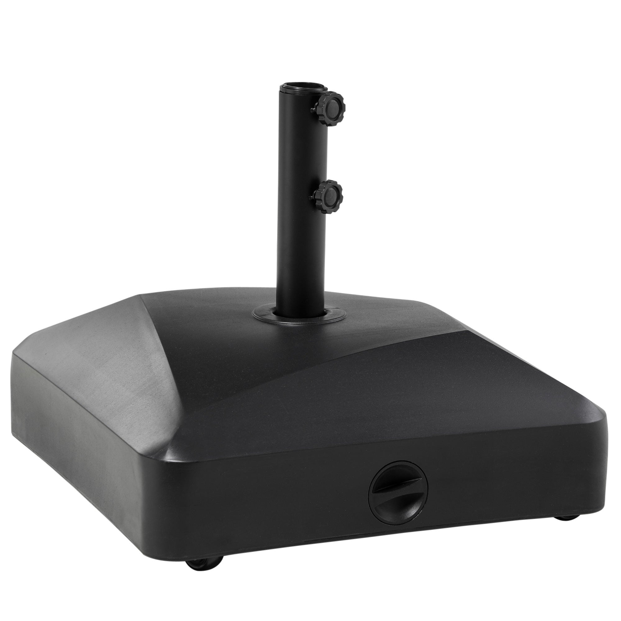 Outsunny 132lb Patio Umbrella Base with Wheels: Heavy Duty Outdoor Market Stand for Garden & Backyard, Black