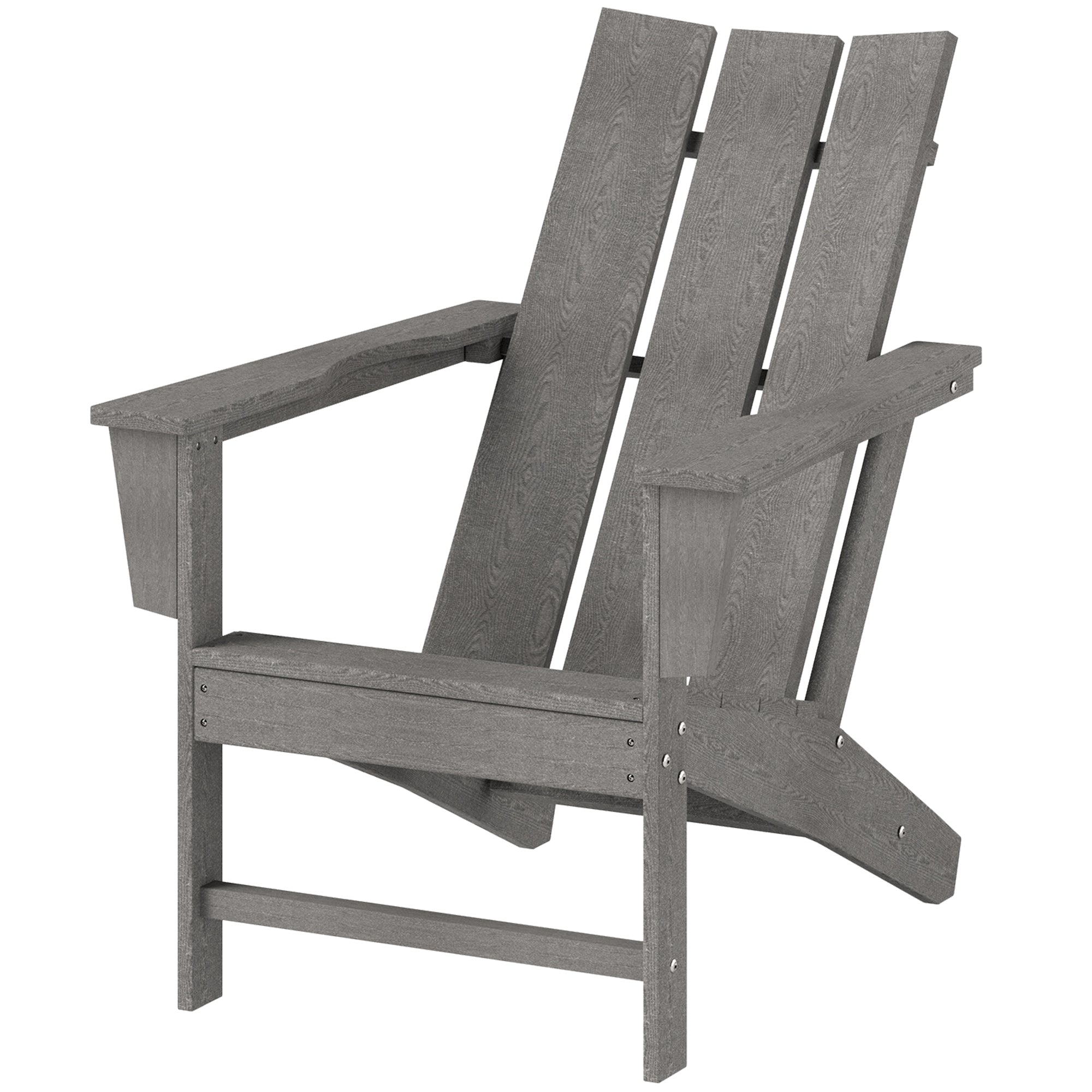 Outsunny HDPE Plastic Adirondack Chair, Muskoka Chair with High Back and Wide Armrests for Fire Pit, Patio, Porch, Dark Grey