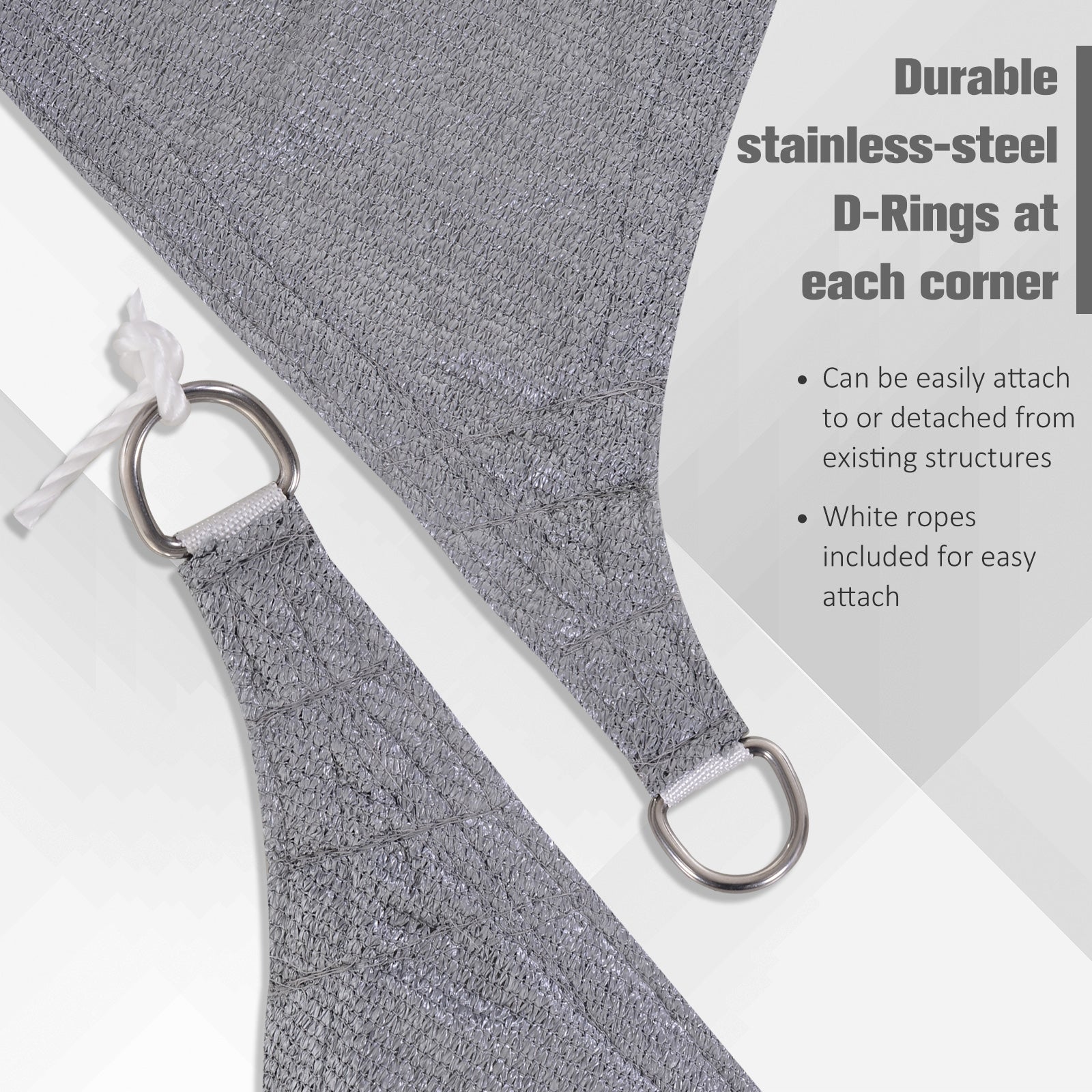 Outsunny 10ft x10ft Square Canopy Sun Sail Shade Garden Cover UV Protector Outdoor Patio Lawn Shelter with Carrying Bag Grey