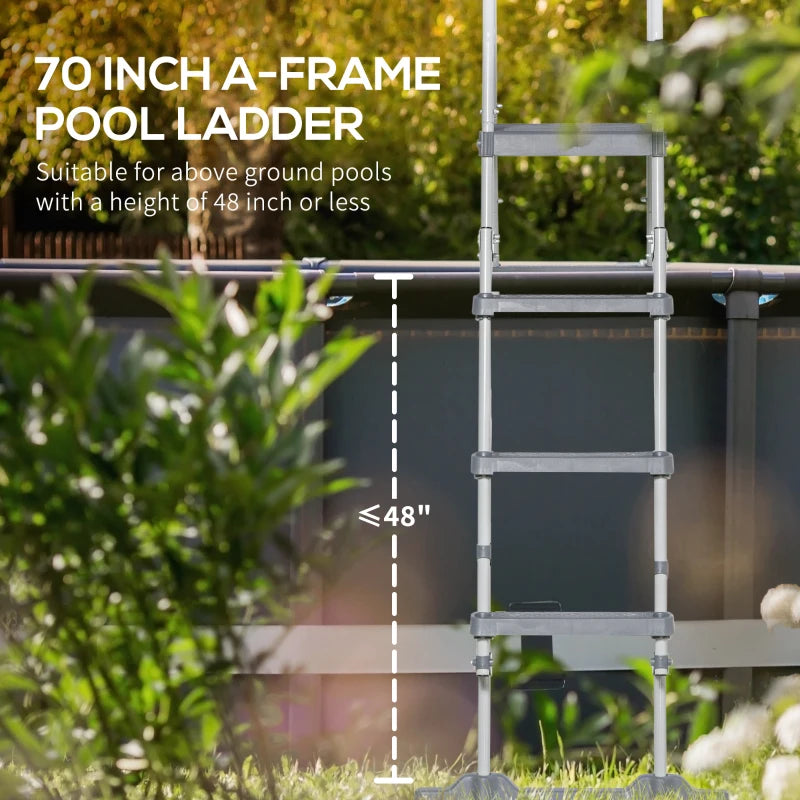 70" Above Ground Pool Ladder for 48" Pool Wall Height, Grey