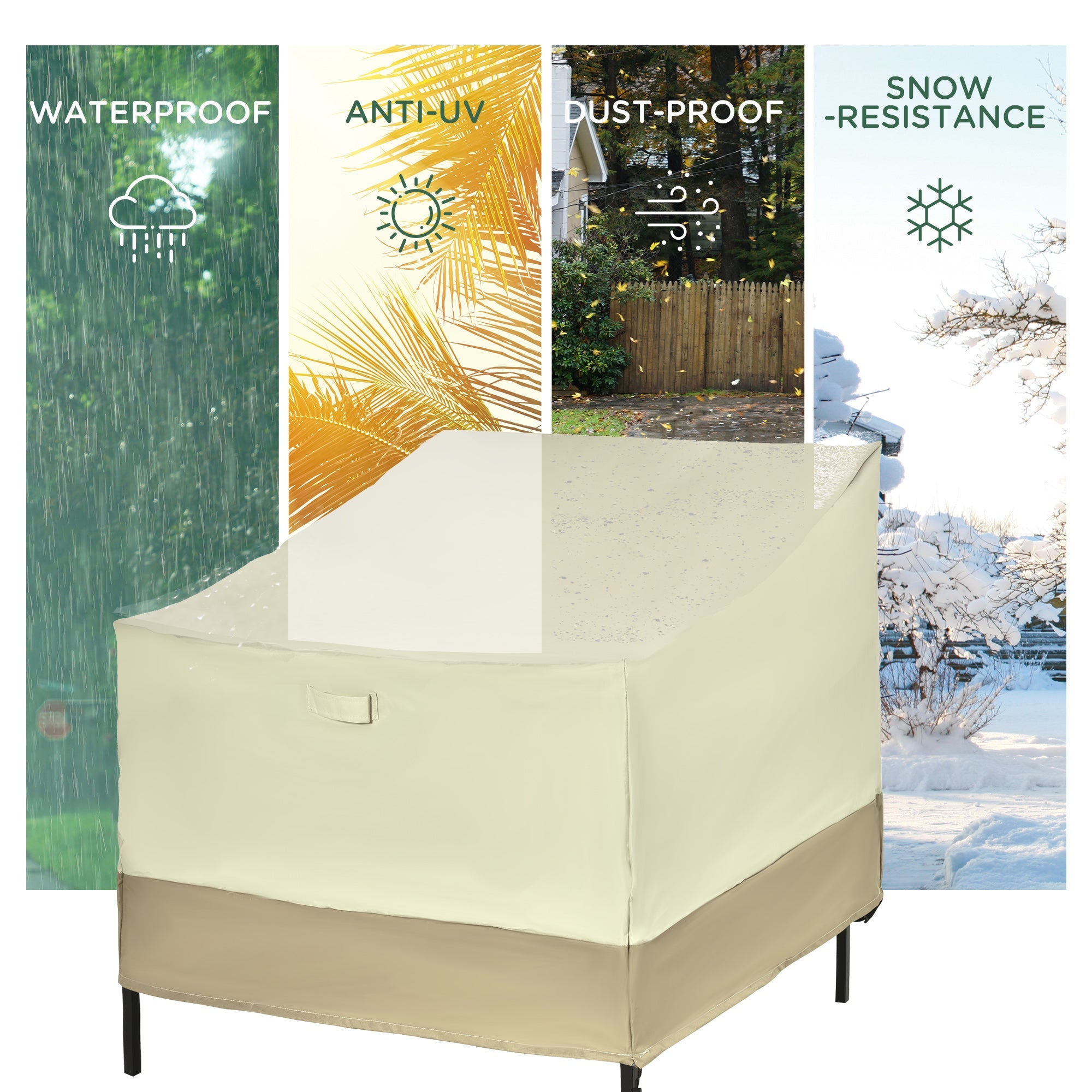 Outsunny Outdoor Furniture Covers Waterproof White 38.2" L x 36.6" W x 24.8"/32.7"H 600D Oxford Cloth