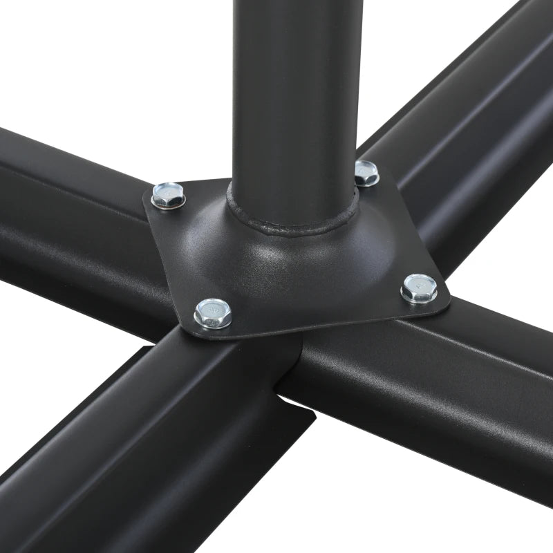 Umbrella Stand Fitting 2" Poles and Steel Base with 4 Fillable Plastic Weights, 158lbs Sand or 132lbs Water Filled, Black