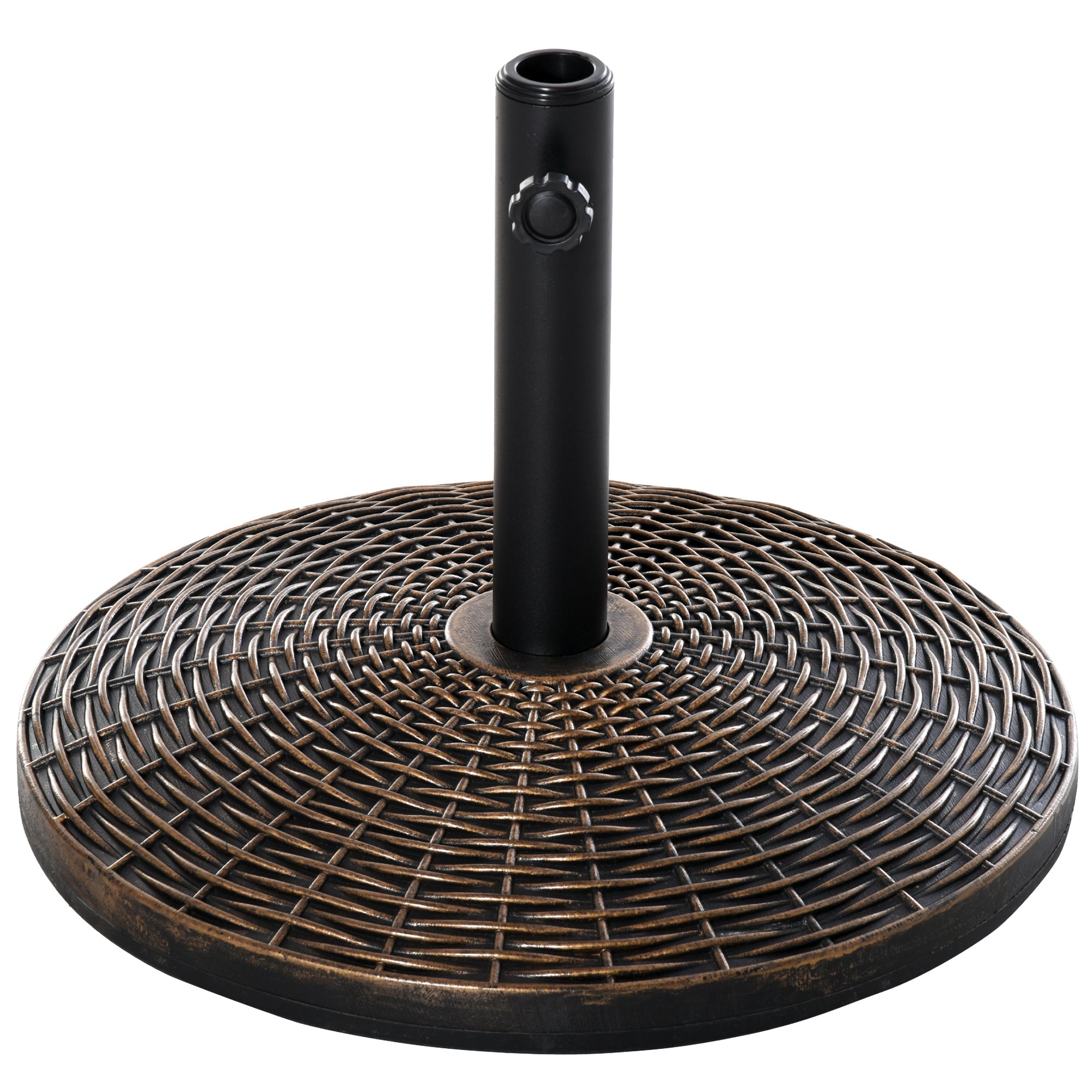 Outsunny 55 lbs Market Umbrella Base Holder 21" Heavy Duty Round Parasol Stand with Rattan Design for Patio Outdoor Backyard Bronze