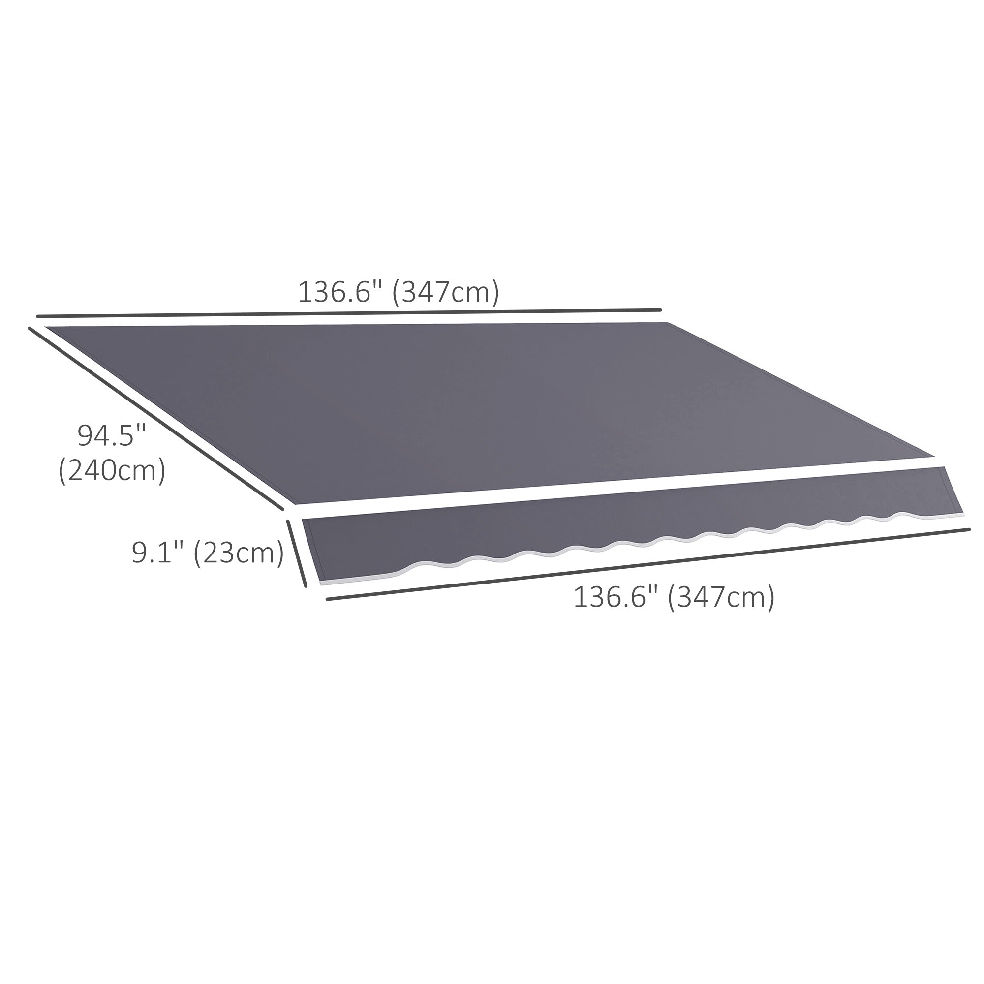 Outsunny Retractable Awning Canopy: 11'x8' Grey Fabric Replacement for Outdoor UV Blocking Sunshade