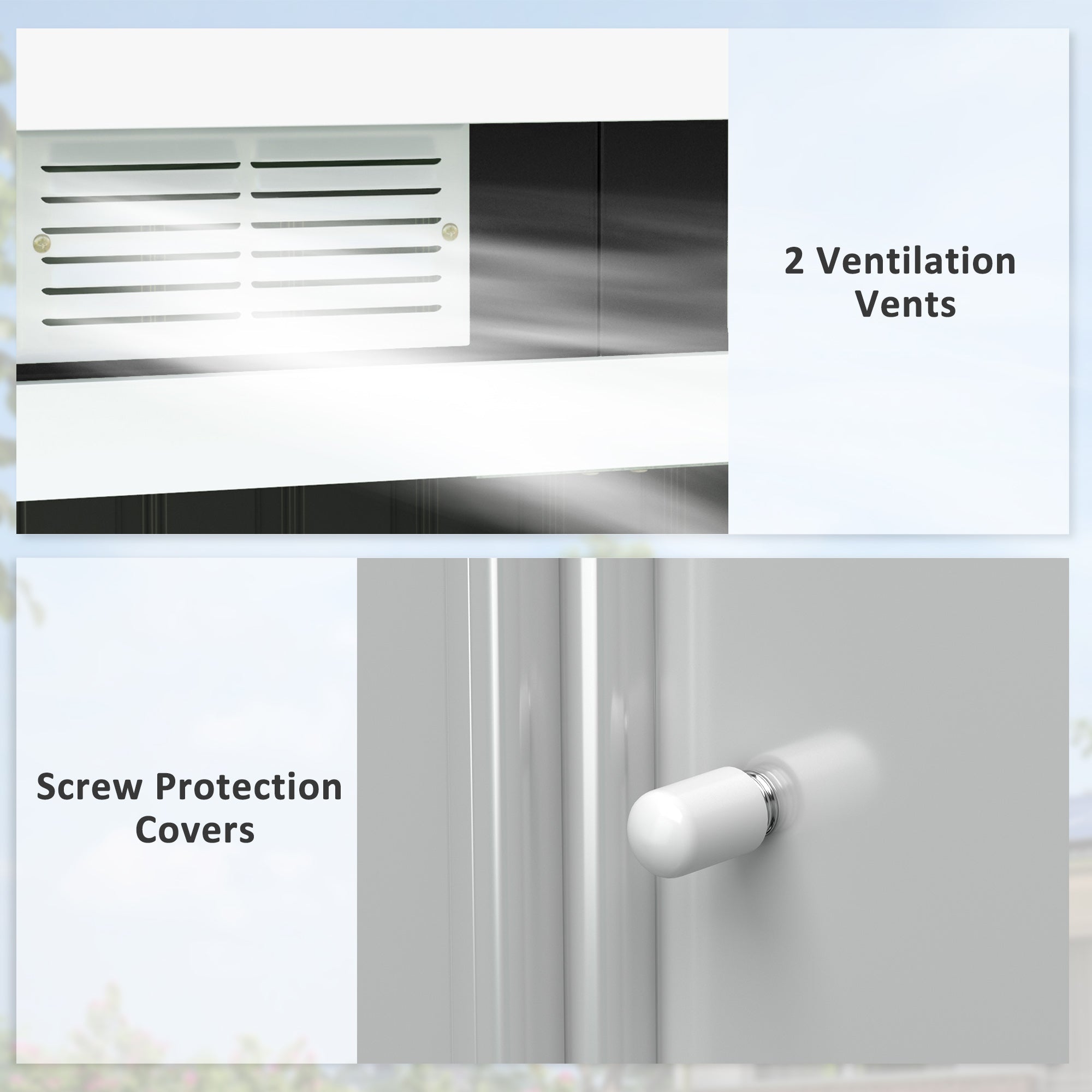 Outsunny Metal Garden Storage Shed 9' x 4' with Sliding Door Spacious Backyard Tool House Dark Gray