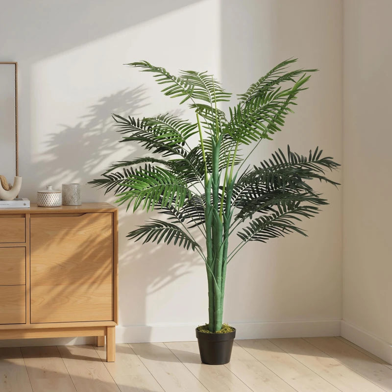 5FT Artificial Palm Tree, Fake Tropical Tree with Lifelike Leaves, Faux Plant in Pot for Indoor Decoration, Green