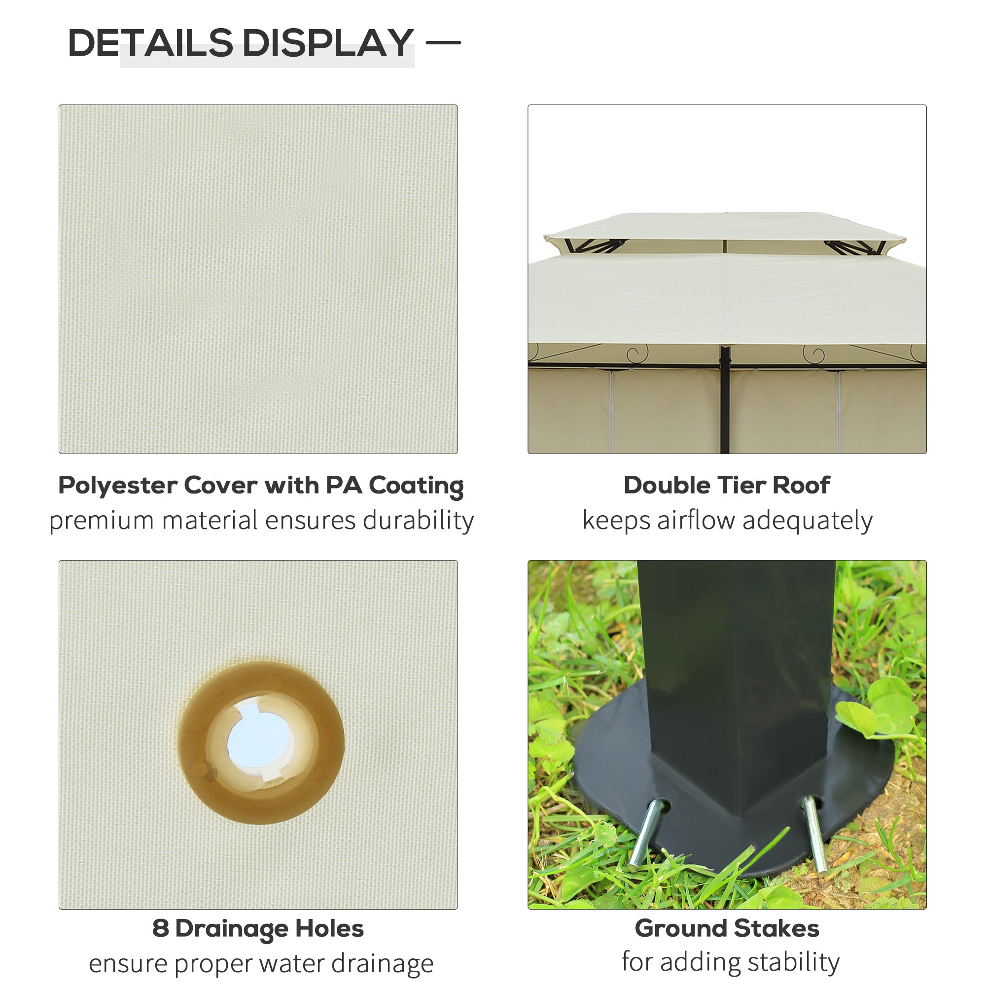 Outsunny 13'x 10' Soft-top Backyard Gazebo 2-Tiers Garden Canopy Sunshade Shelter with Curtains, Cream White