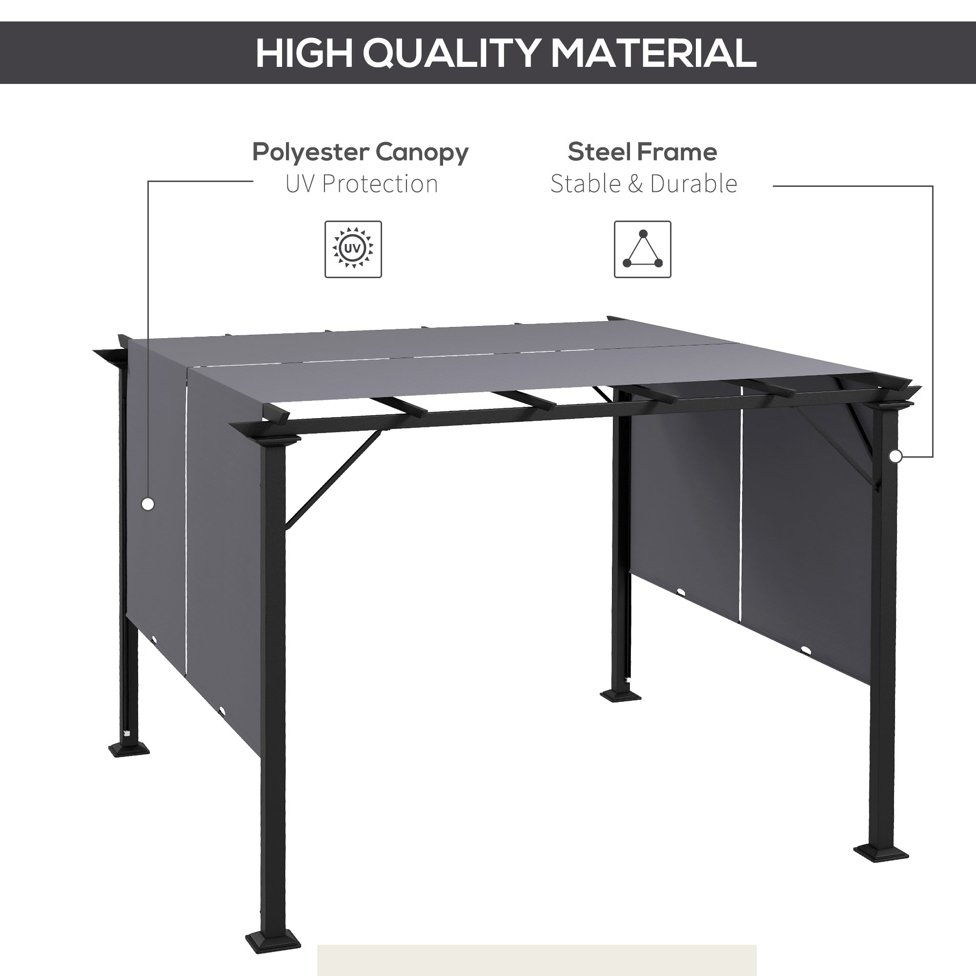 Outsunny 10' x 10' Retractable Pergola Canopy for Backyard, Grey