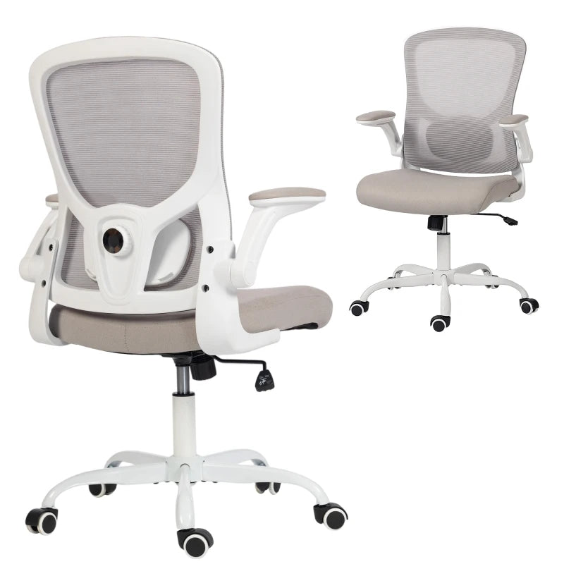 Ergonomic Mesh Office Chair with 4D Lumbar Support, Swivel Desk Chair with Flip-up Armrests, Tilt Function, Grey