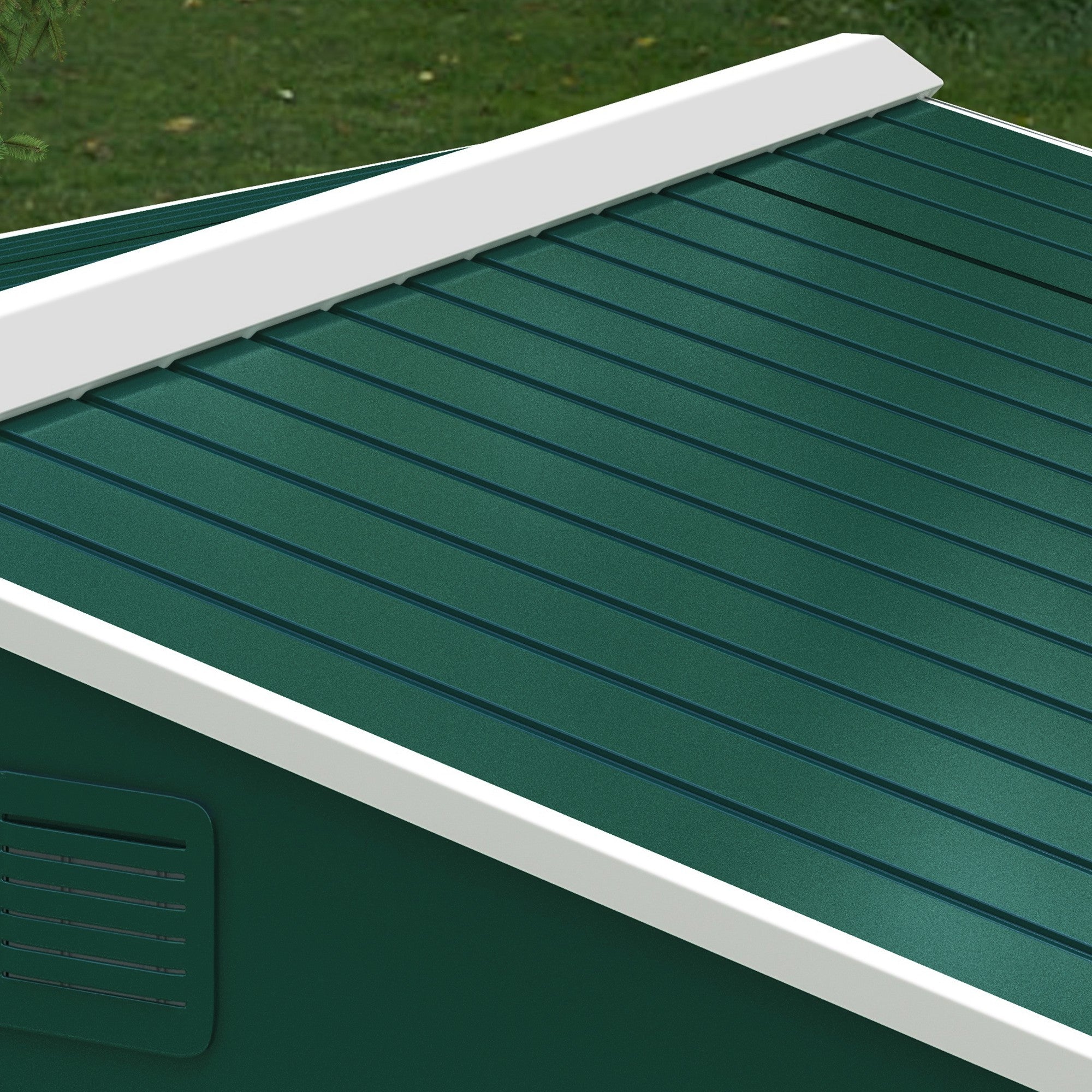 Outsunny 8' x 6' Outdoor Storage Shed, Metal Garden Tool Storage House with Lockable Sliding Doors and Vents for Patio Lawn, Green