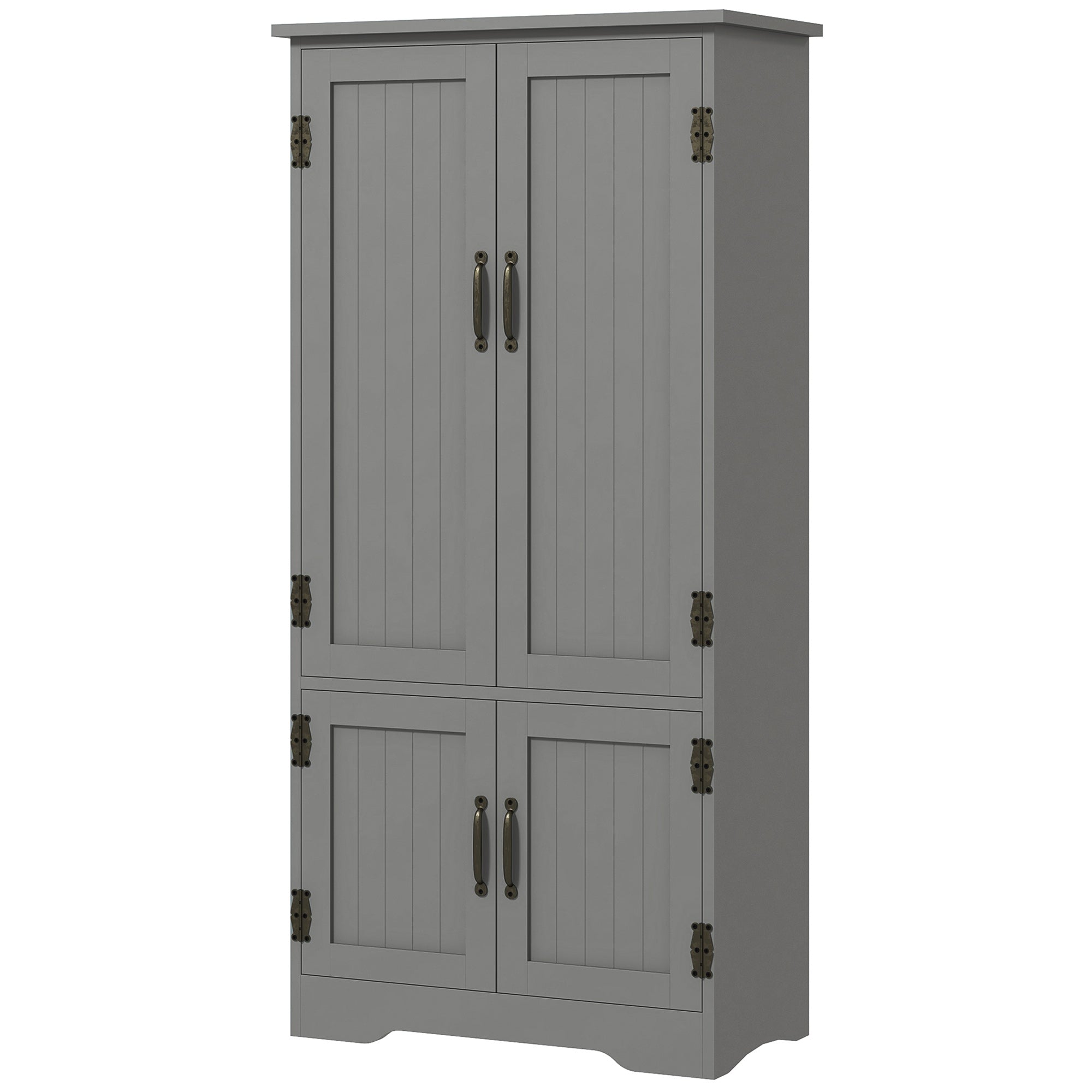 HOMCOM 4-Door Storage Cabinet Multi-Storey Large Space Pantry with Adjustable Shelves Grey