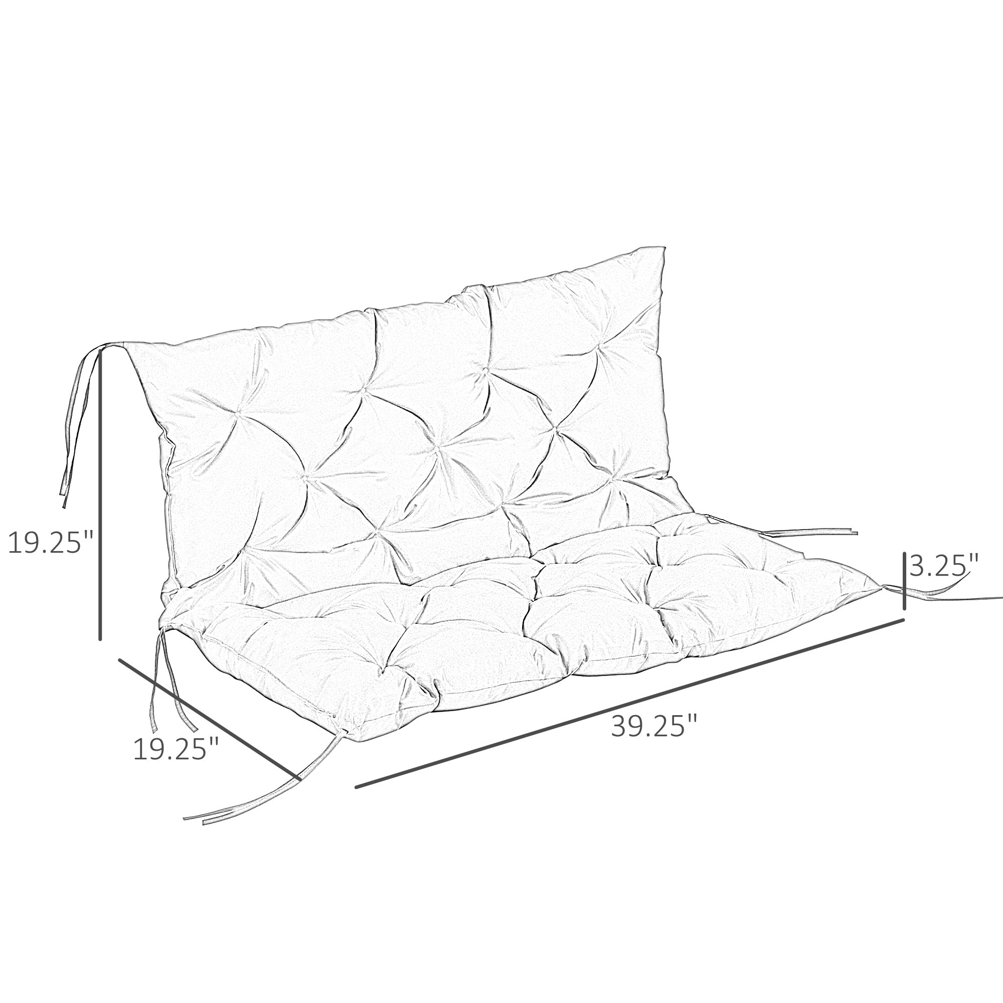 Outsunny Non-Slip Garden Bench Cushion 2 Seater Thick Pad Swing Chair Mat Replacement 39.25"x38.5" Black