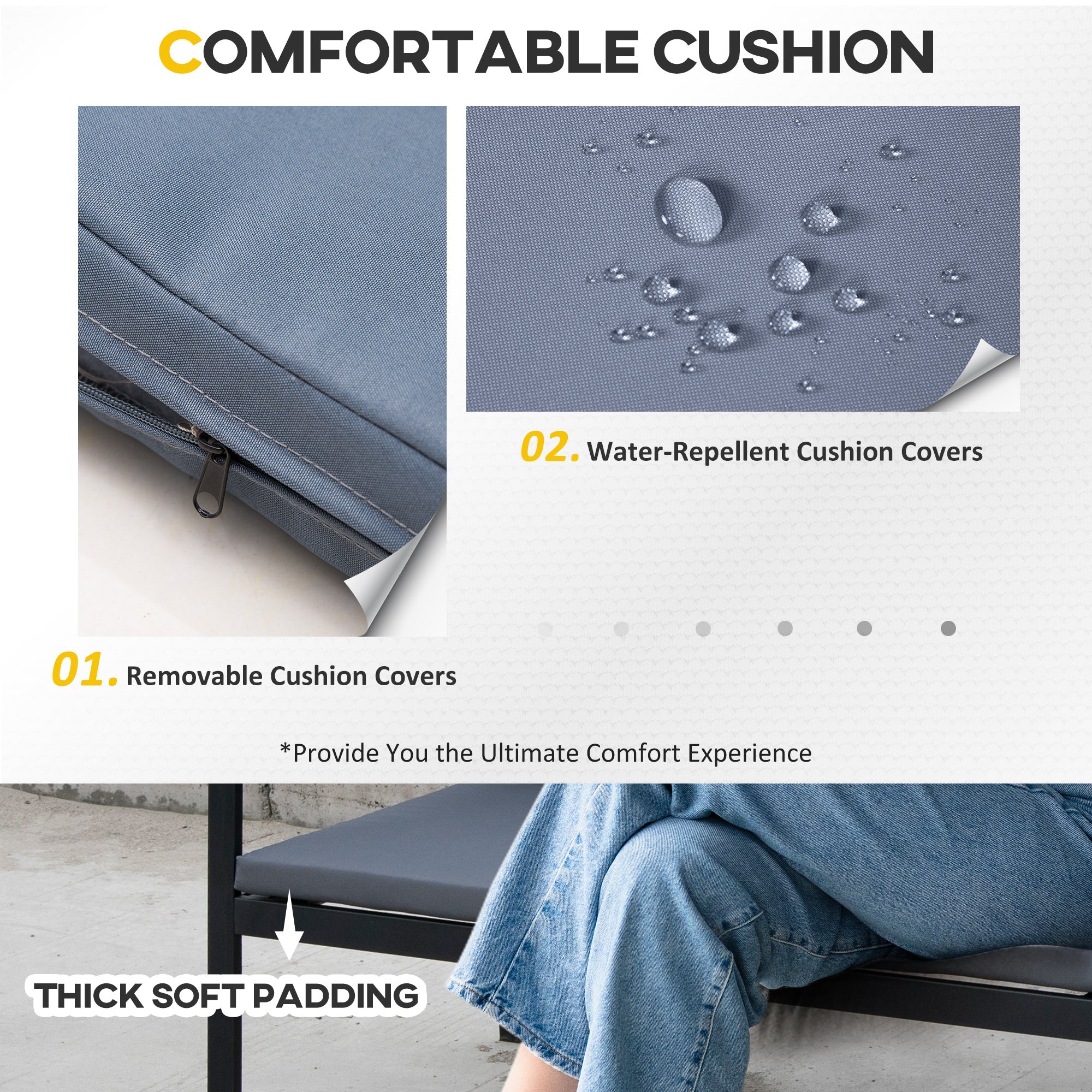 Outsunny 4-Piece Cushioned Rattan Wicker Outdoor Chair Loveseat Patio Furniture Set