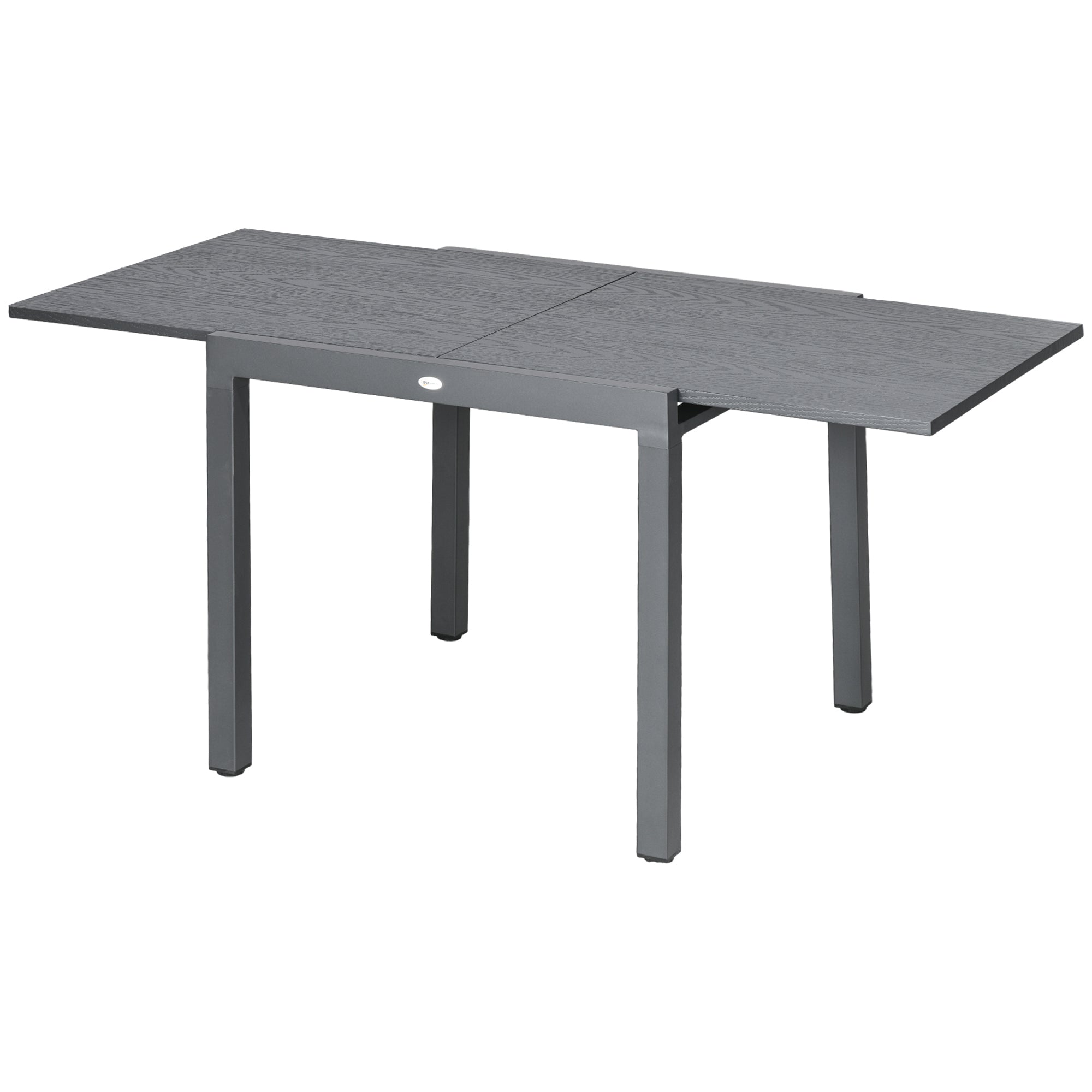 Outsunny 31.5"-63" Extendable Outdoor Dining Table for 4-6 with Aluminium Frame, Steel Tabletop Dark Grey