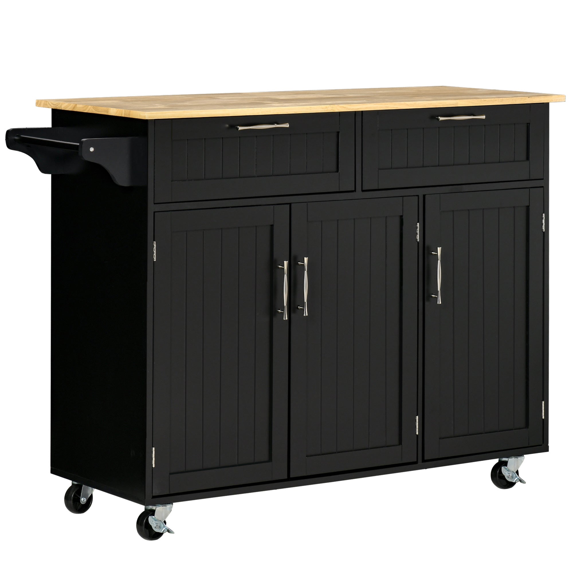 HOMCOM Dining Delight: Kitchen Serving Cart with Storage Drawers, Cabinets, Black Utility Island