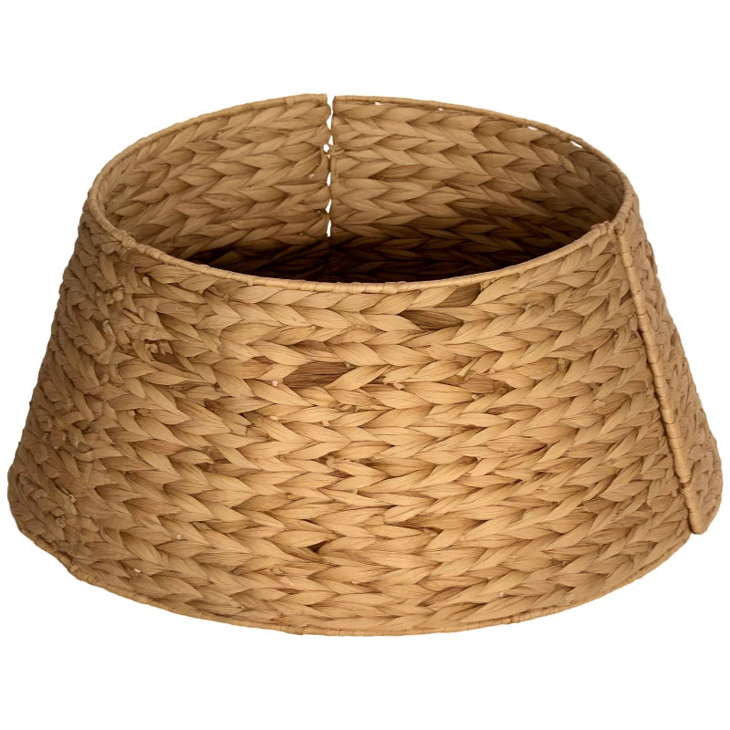 HOMCOM 24" Hyacinth Christmas Tree Base Cover – Hand-Woven Natural Tree Collar for Holiday Home Decor