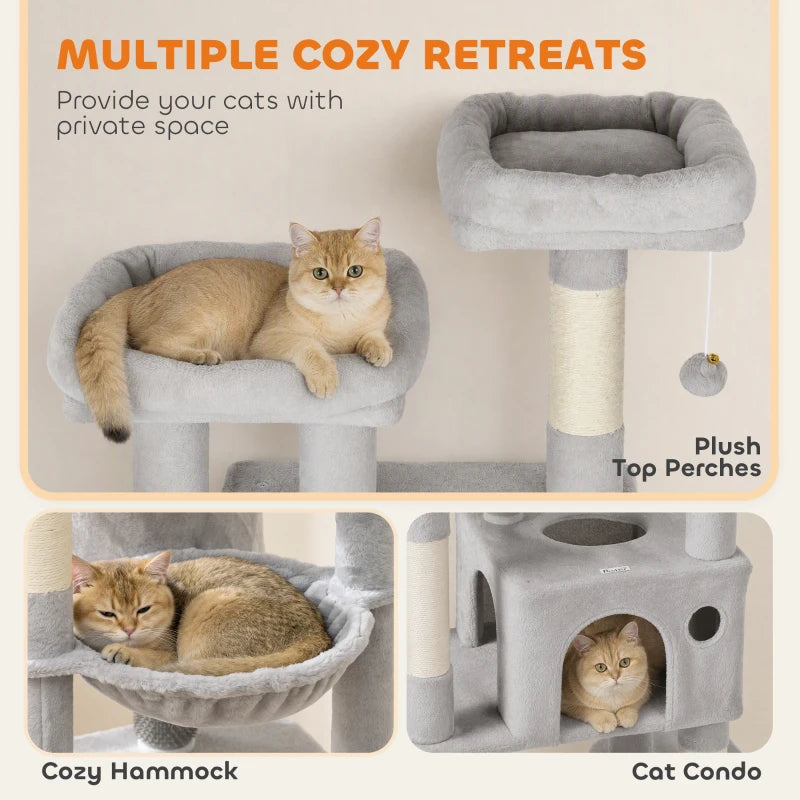 79" Tall Cat Tree for Large Cats with 2 Condos, 2 Beds, Hammock & 5 Scratching Posts