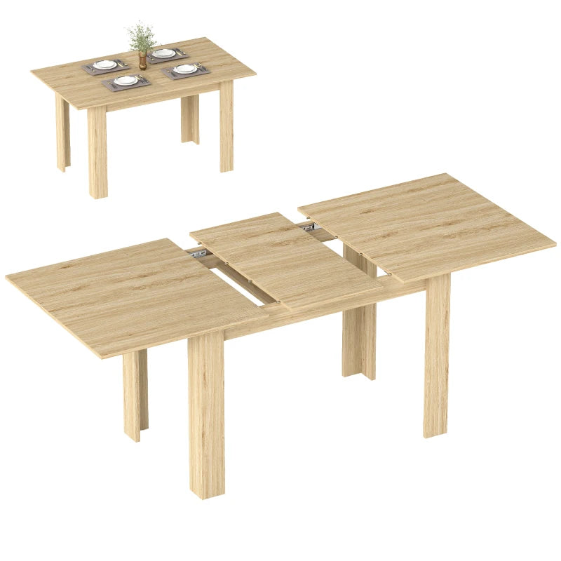 Modern Extendable Dining Table, 55.1 x 31.5 in, for 6-8 People, Expandable Dining Table for Kitchen, Natural Wood