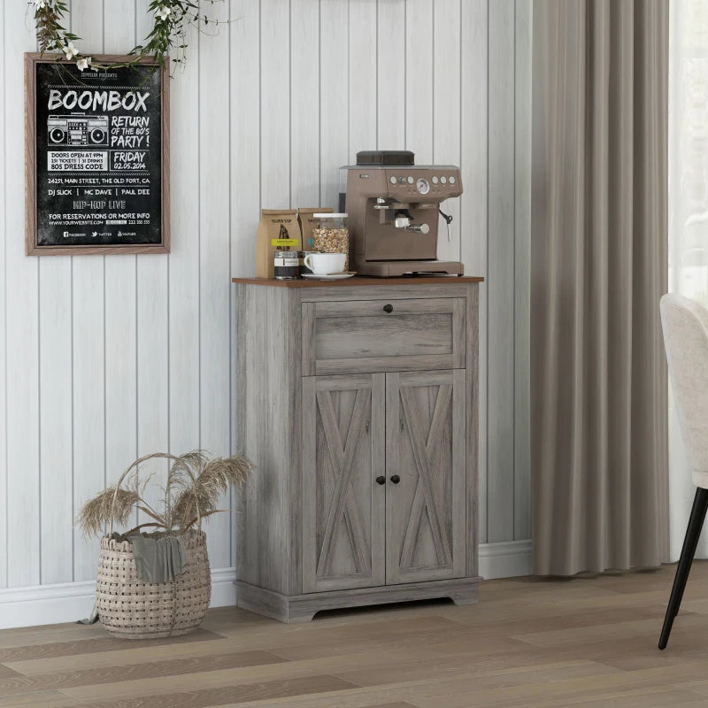 Storage Cabinet Farmhouse Sideboard Storage Cabinet with Doors and Drawer for Kitchen, Living Room, Grey Wash