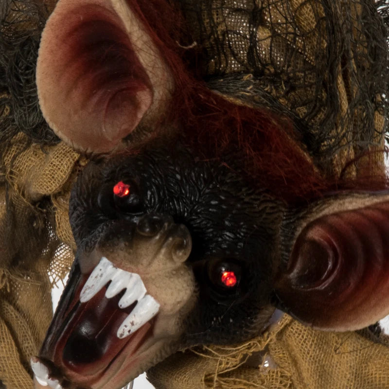 Outsunny 28" Animated Hanging Bat – Glowing LED Eyes, Battery Operated Halloween Decoration