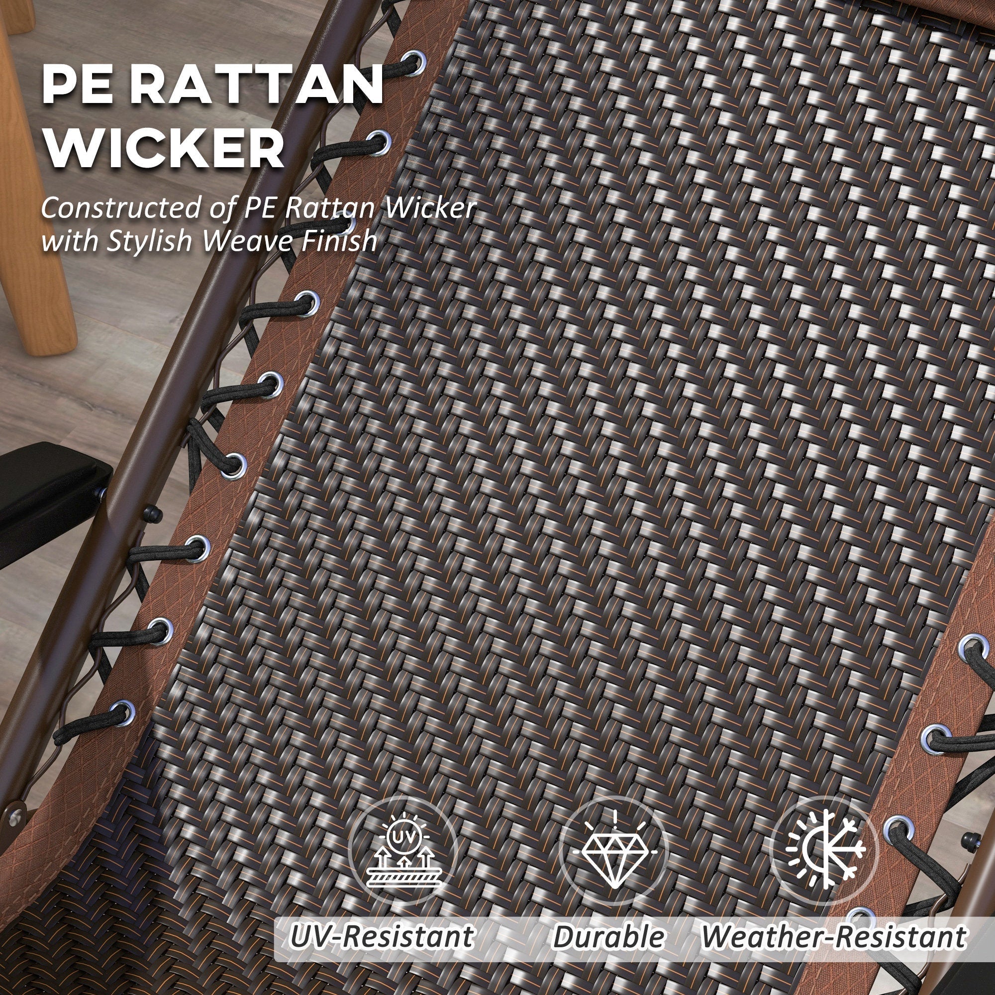 Outsunny Outdoor Zero Gravity Reclining Chair Folding PE Rattan Patio Lounge with Back Headrest Footrest Brown