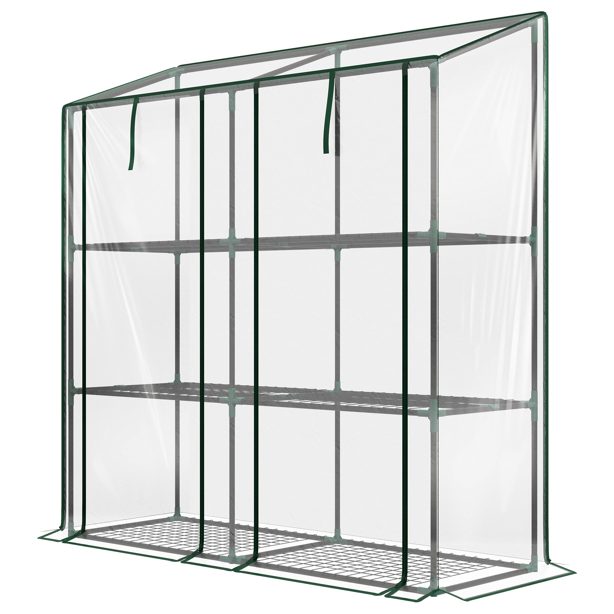 Outsunny Portable Mini Greenhouse Green House with 3 Tier Shelves, Reinforced Cover, Roll-up Doors, 56.3" x 18.1" x 59.4"