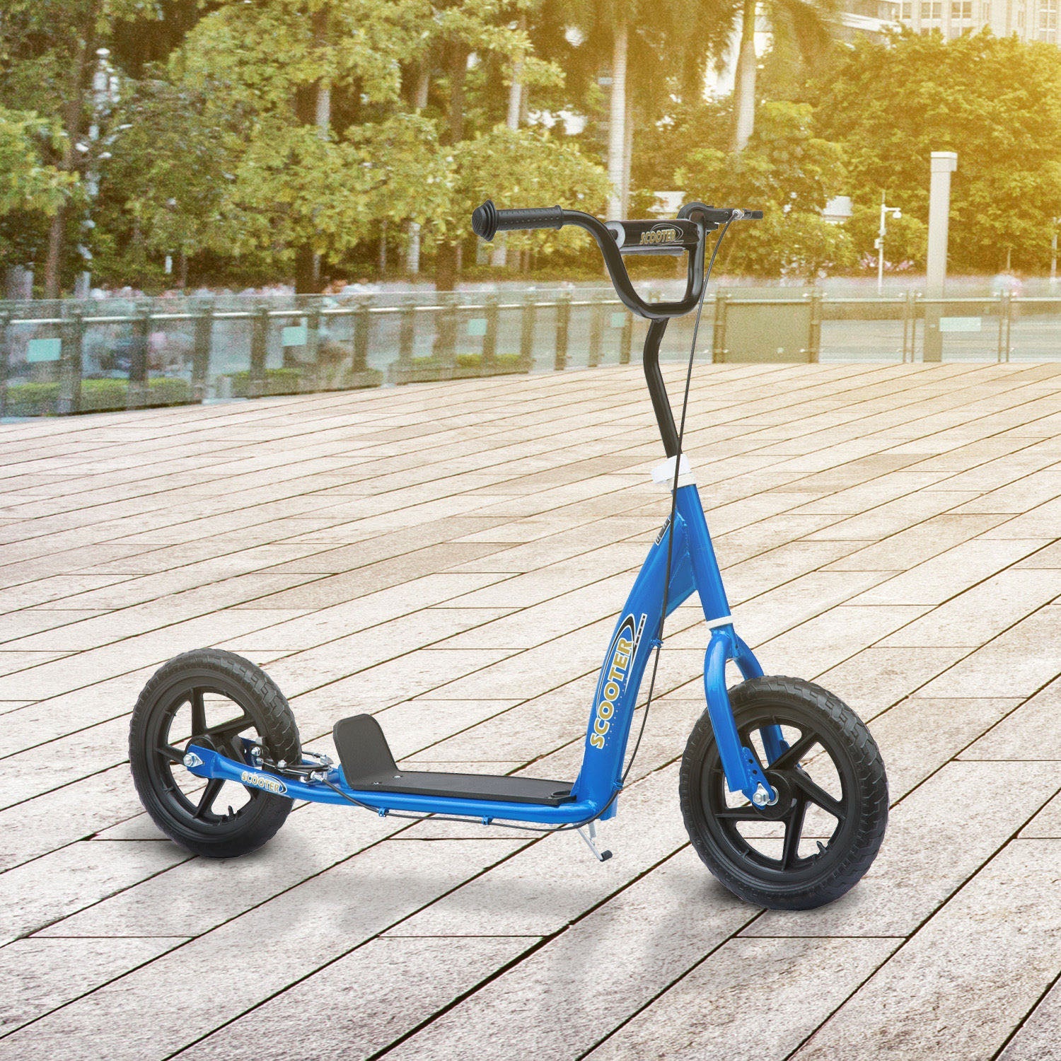 HOMCOM Kids Scooter Street Bike with 12 Tire for Ages 5+ Ride on Toy Blue
