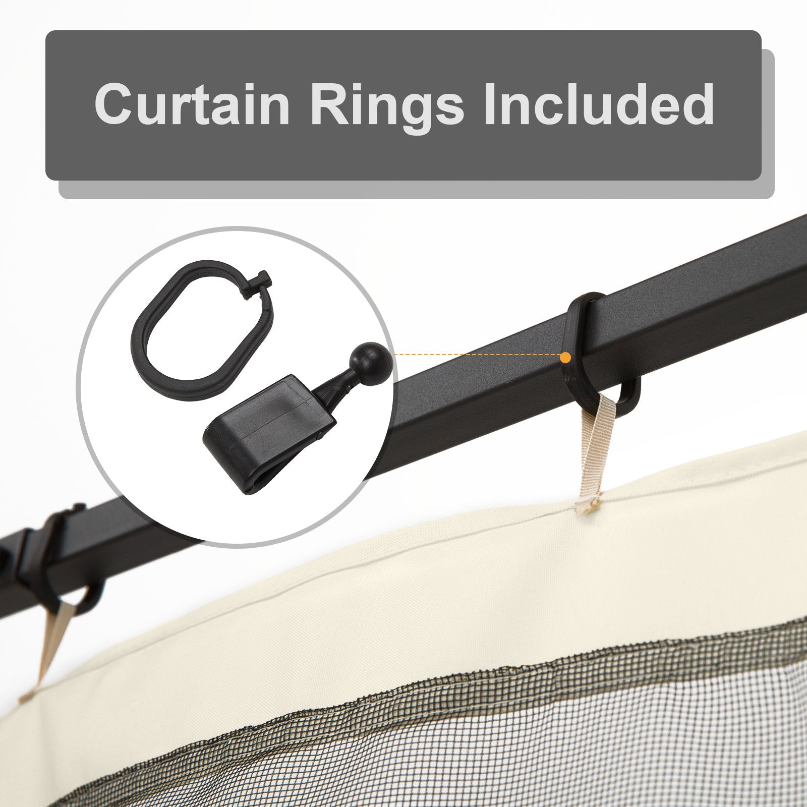 Outsunny Replacement Mosquito Netting for Gazebo 10' x 10' Black Screen Walls for Canopy w/ Zippers for Parties and Outdoor Activities