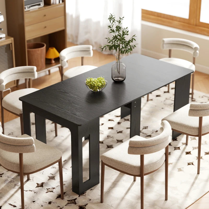 Extendable Dining Table, Expandable Kitchen Table for Small Spaces, Seats up to 6 People, Distressed Black