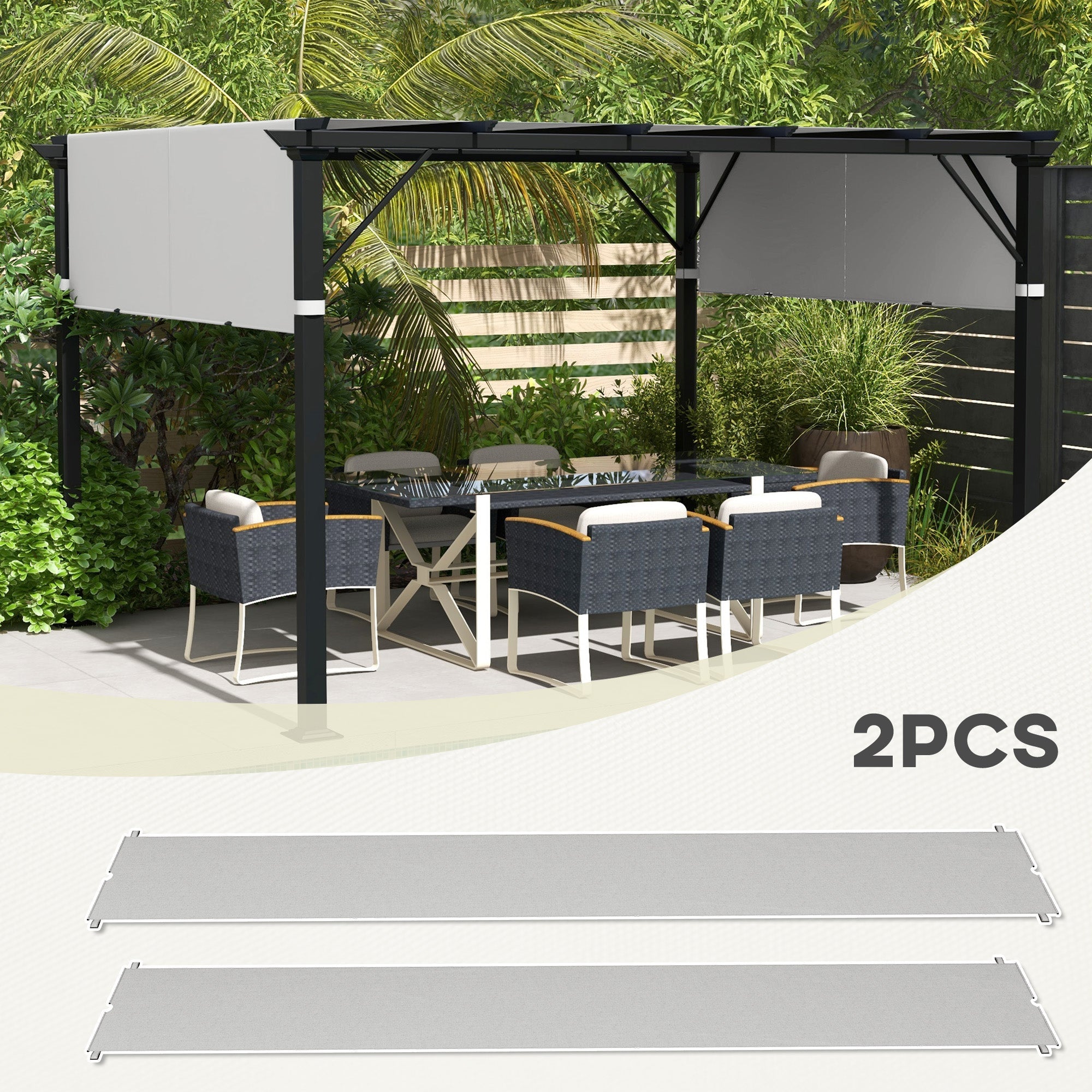 Outsunny UV-Resistant Pergola Canopy 2-Pack, Easy Install, Light Grey, Ideal for 10x10 Ft Pergola