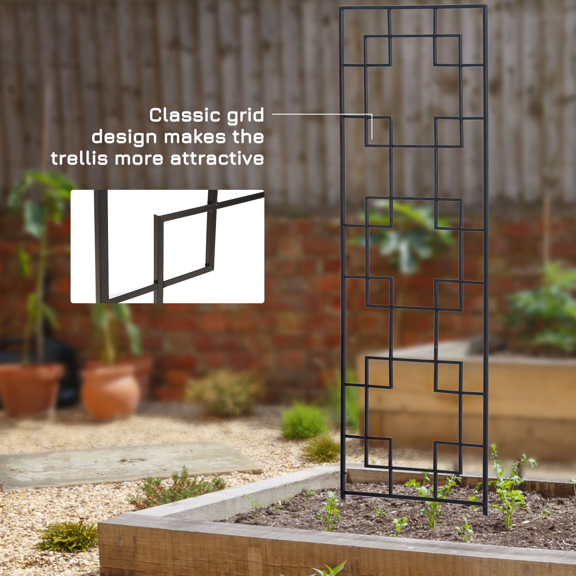 Outsunny 2 Pack Garden Trellis for Climbing Plants, Outdoor Metal Grid Panels for Roses, Vine Flower, Cucumber, Clematis, 72" Tall