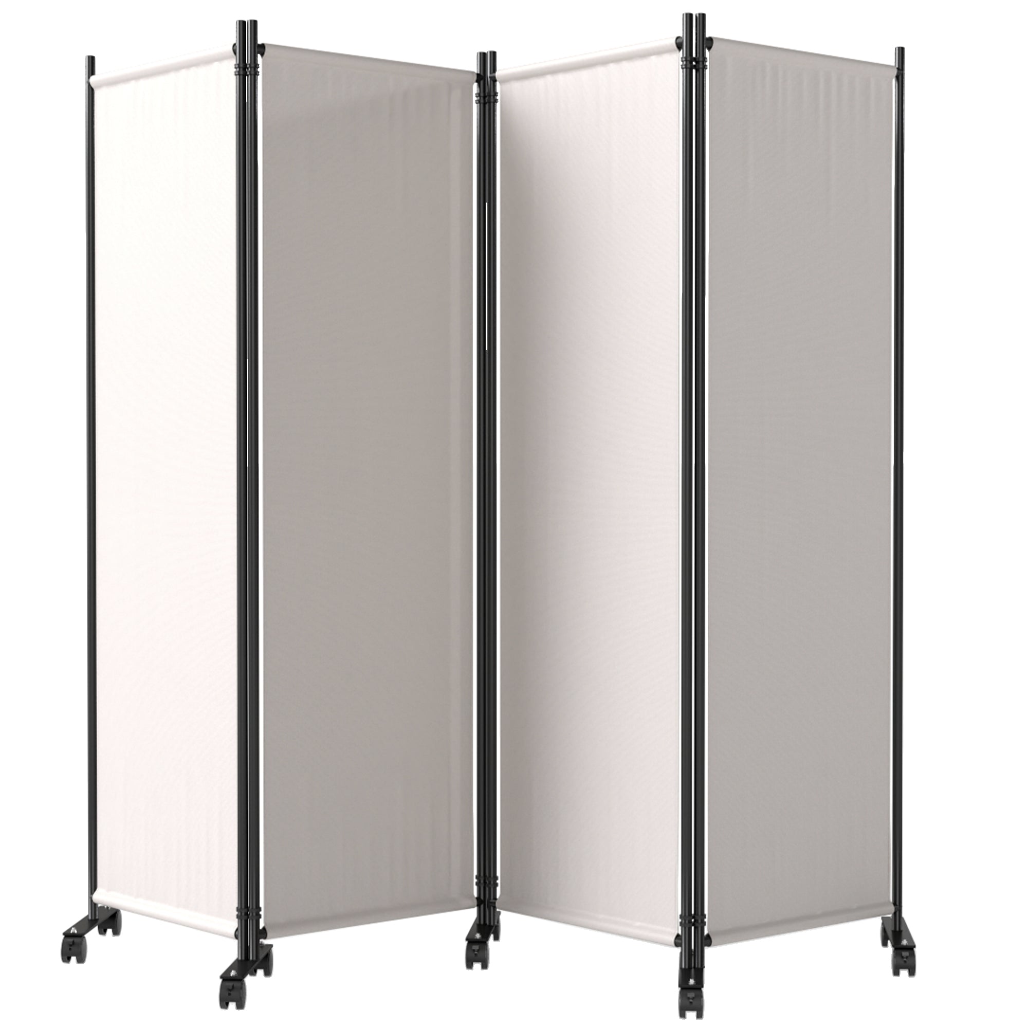 Outsunny Folding Room Divider with Castor Wheels, Rolling Privacy Screen for Patio Backyard Pool Hot Tub, 5.6ft Tall