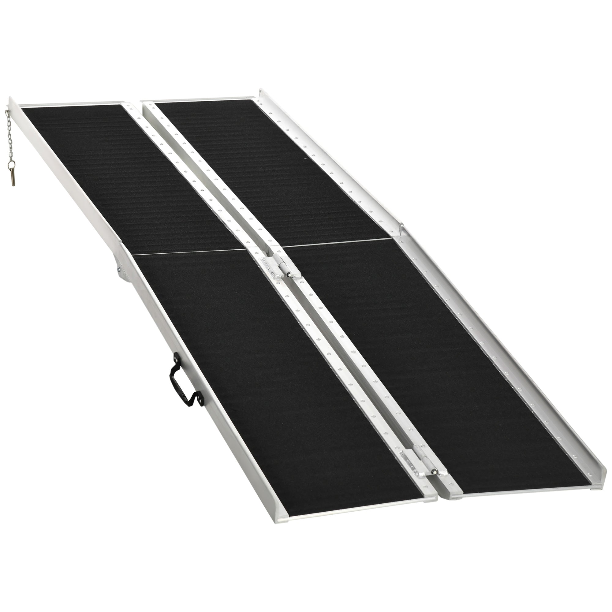 HOMCOM 8ft Portable Mobility Ramp: Aluminum Wheelchair/Scooter Access Ramp, Non-Skid Surface, Foldable Design for Assistance